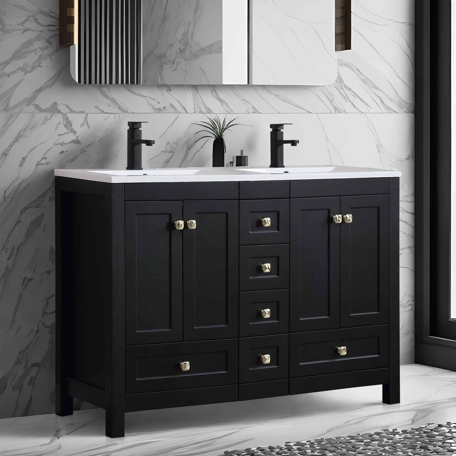 Modern 48" Freestanding Double Vanity Cabinets with Classic Design