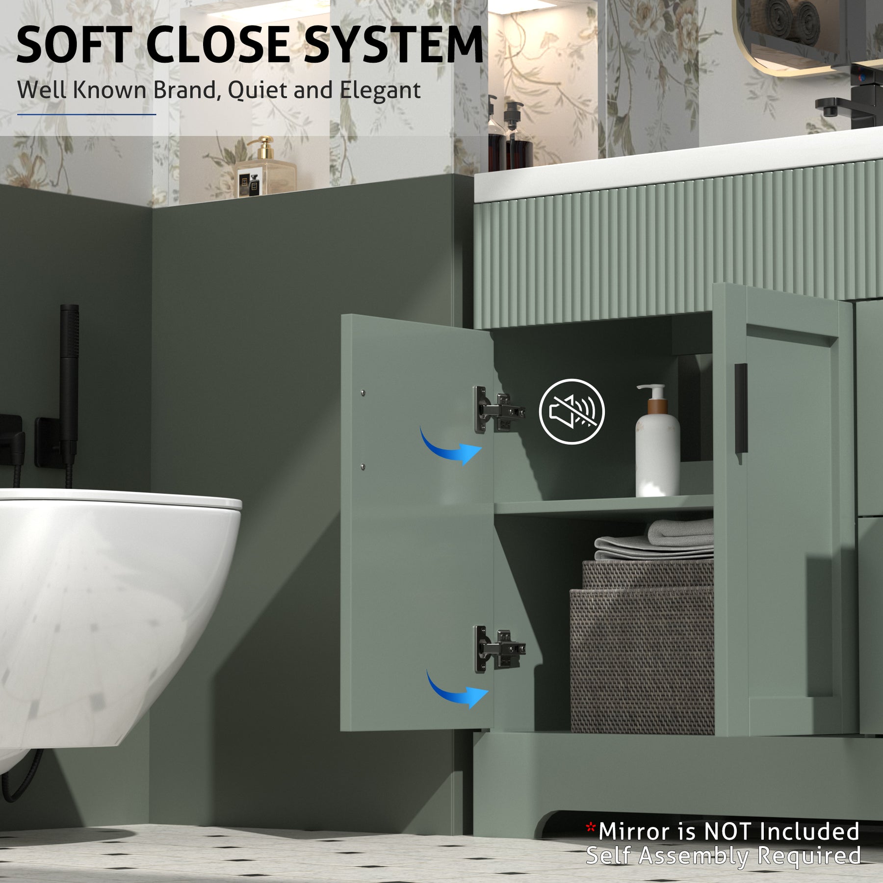 Waterfall 60" Freestanding Double Vanity Cabinets with Decoration Lines