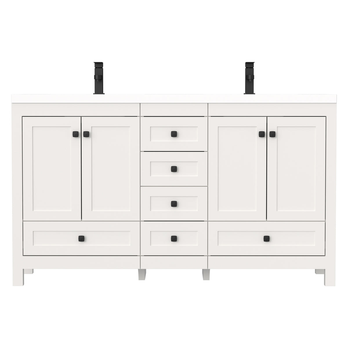 Modern 60" Freestanding Double Vanity Cabinets with Classic Design