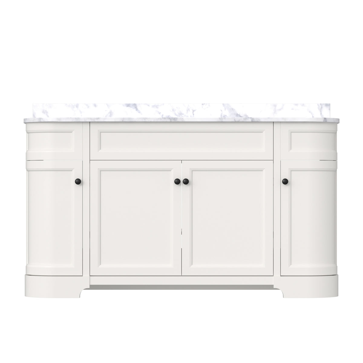 Opuluxe 60" Freestanding Double Vanity Cabinets with Curved Design
