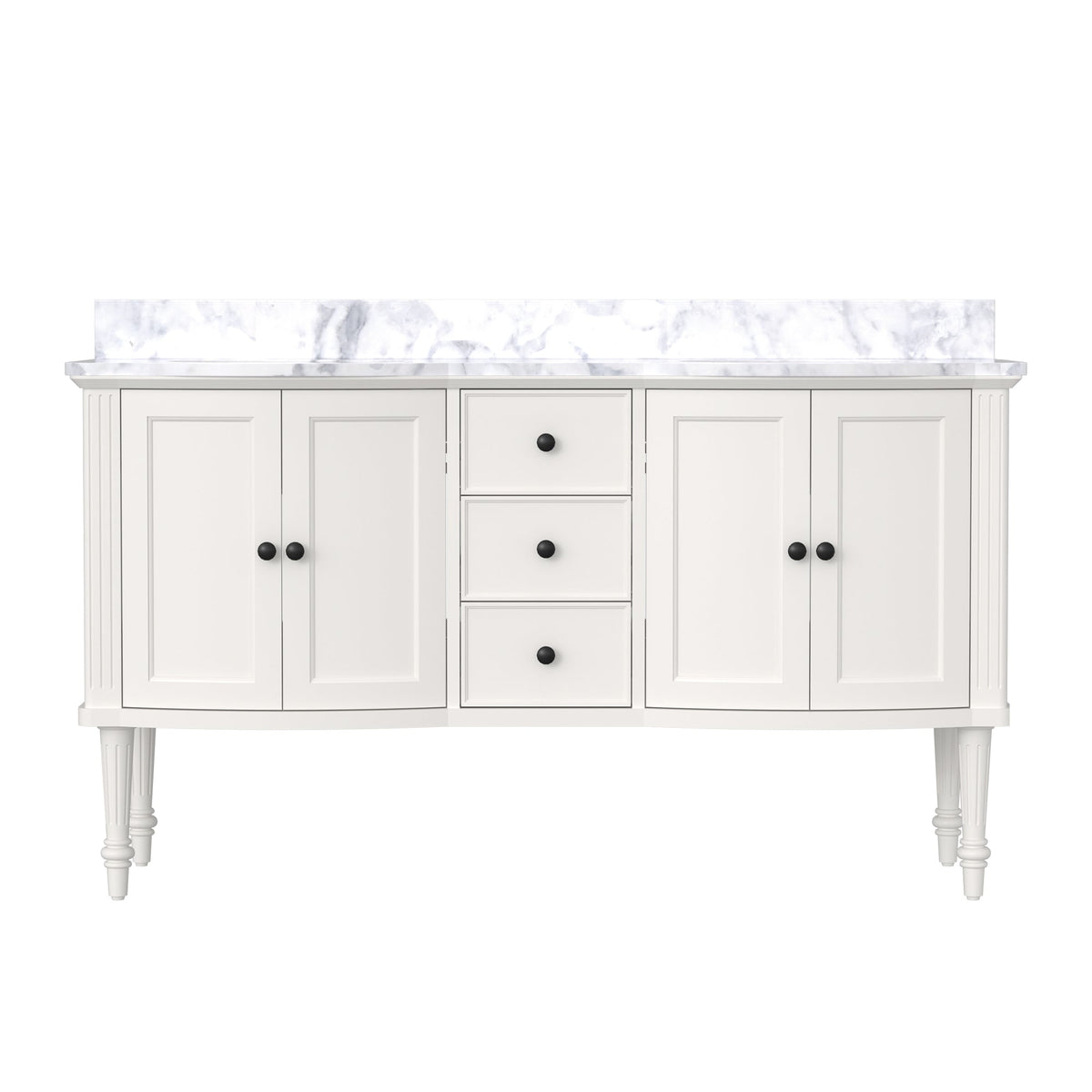 Elara 60’’ Freestanding Double Vanity Cabinets with Solid Wood Legs Lvory White 浴室柜