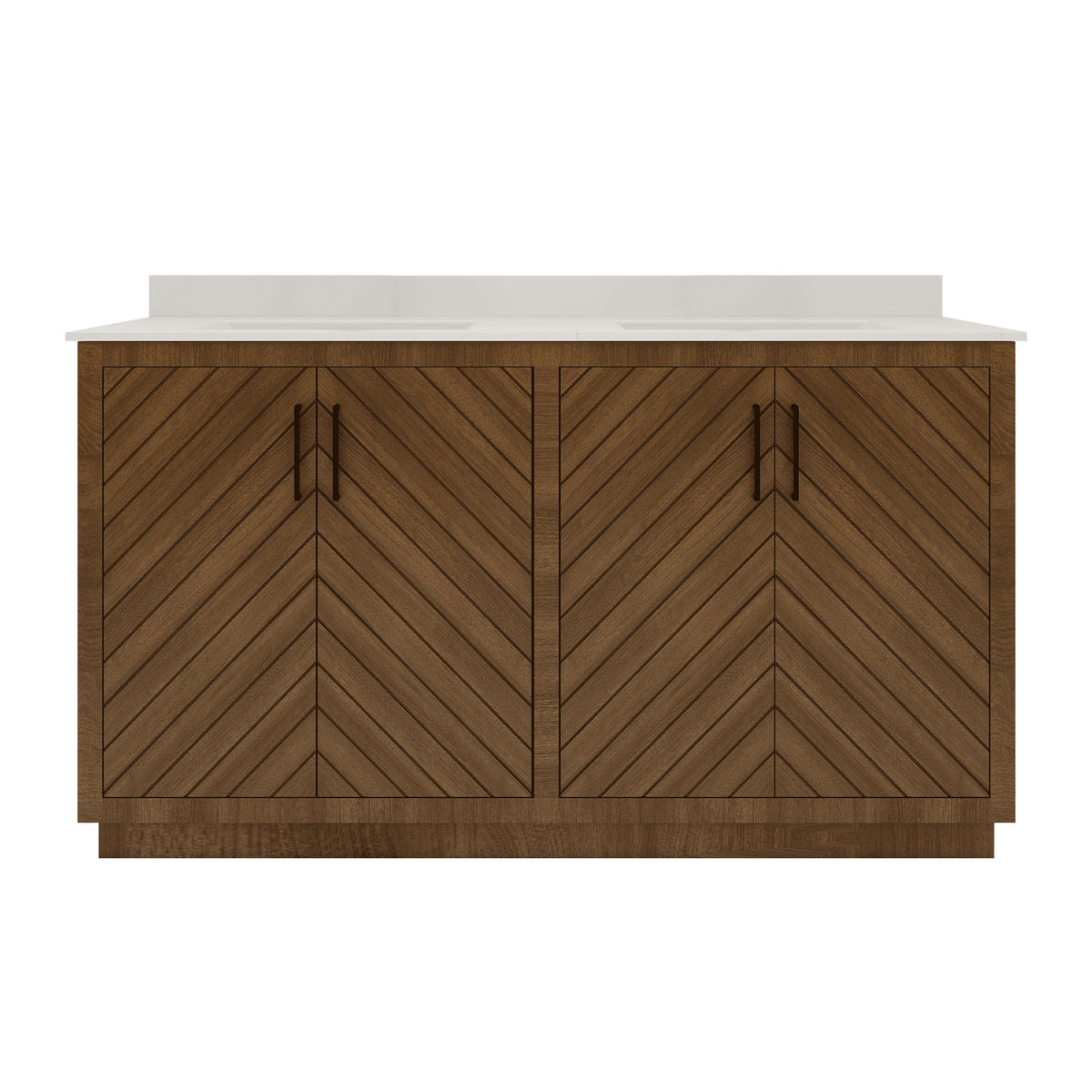 Zoom 60" Freestanding Double Vanity Cabinets with Chevron Pattern