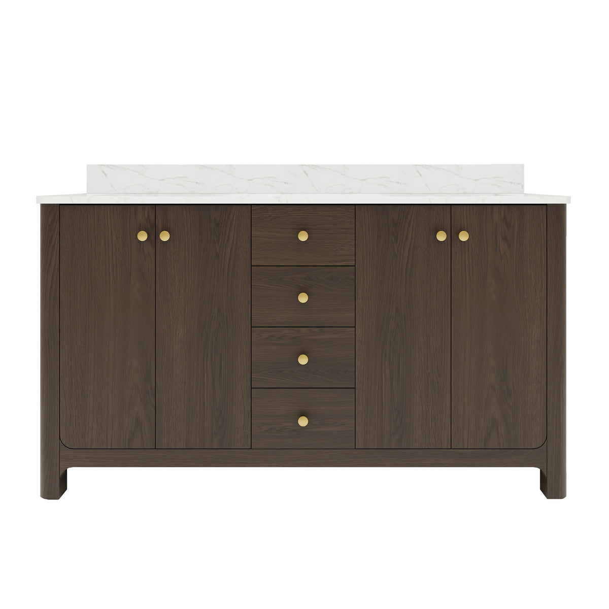 Canyon 60" Freestanding Double Vanity Cabinets with Curved Design