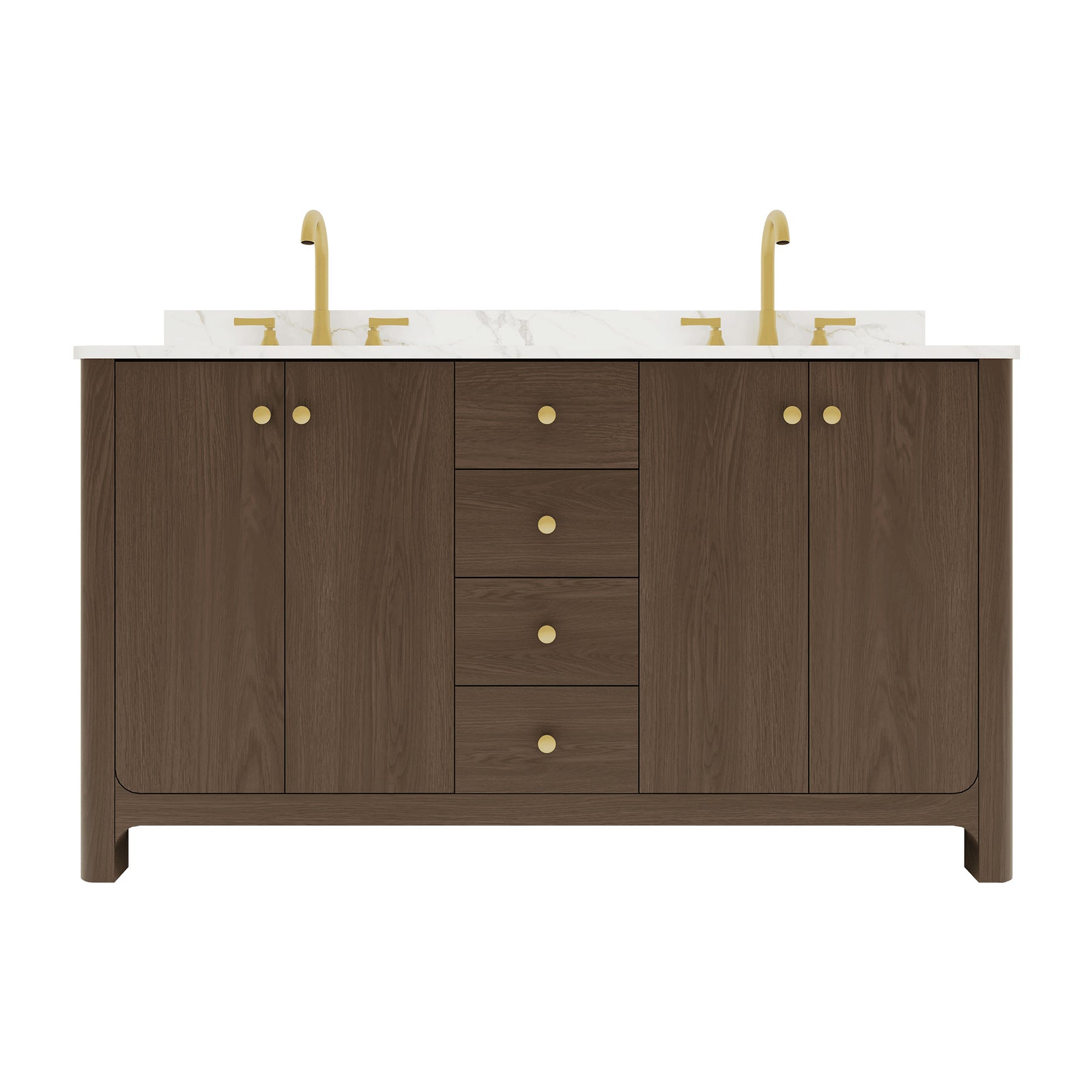 Canyon 60" Freestanding Double Vanity Cabinets with Curved Design
