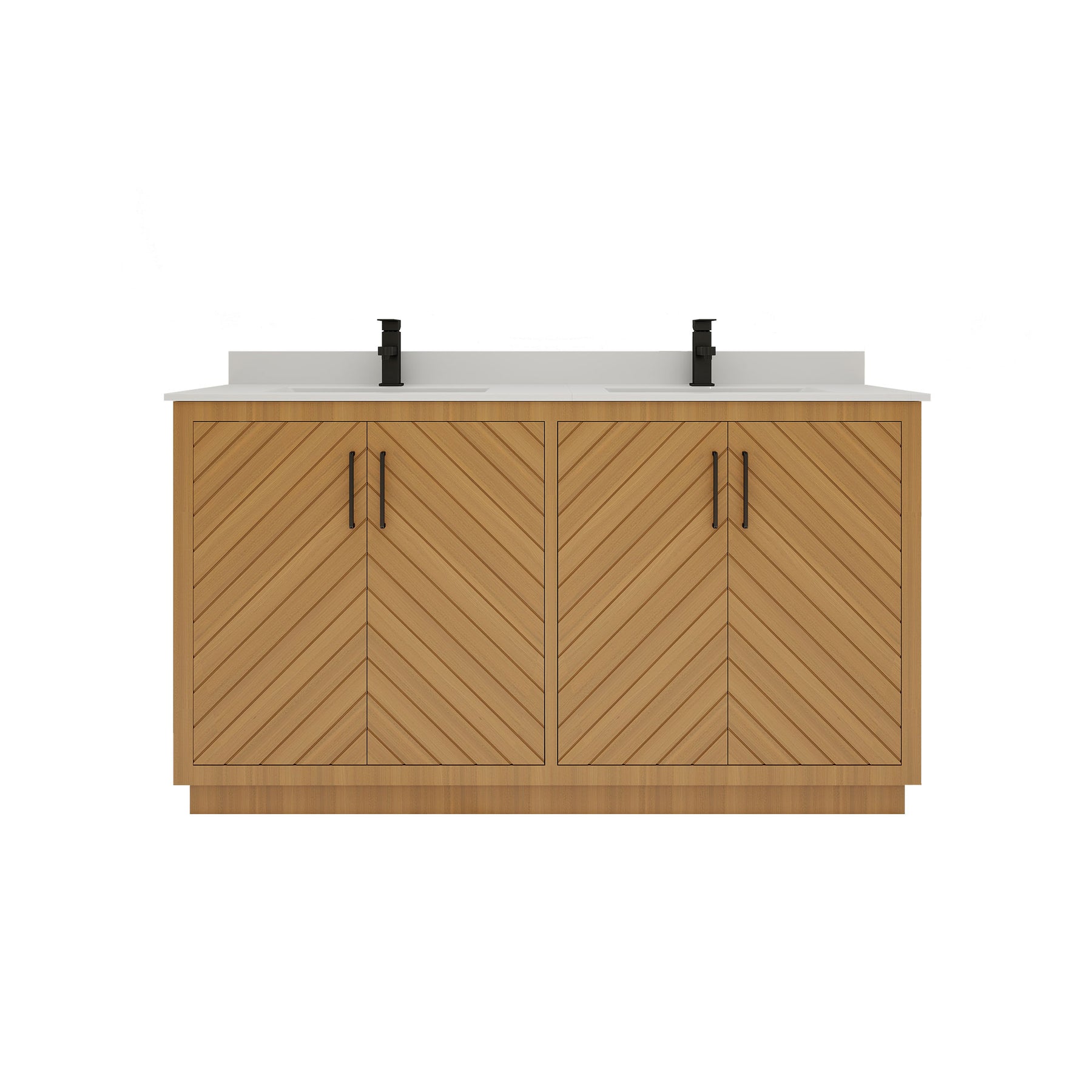 Zoom 60" Freestanding Double Vanity Cabinets with Chevron Pattern