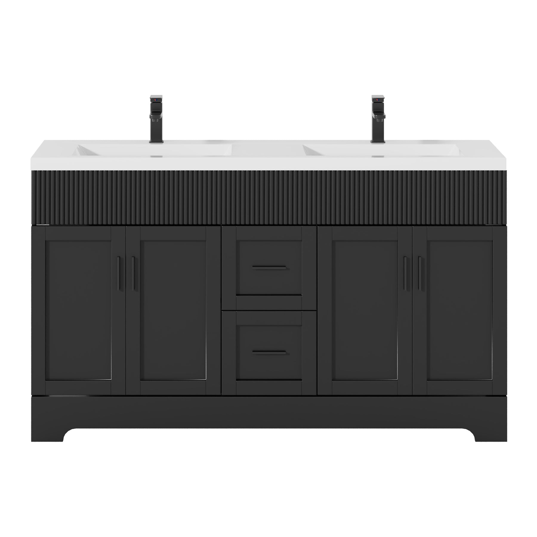 Waterfall 60" Freestanding Double Vanity Cabinets with Decoration Lines