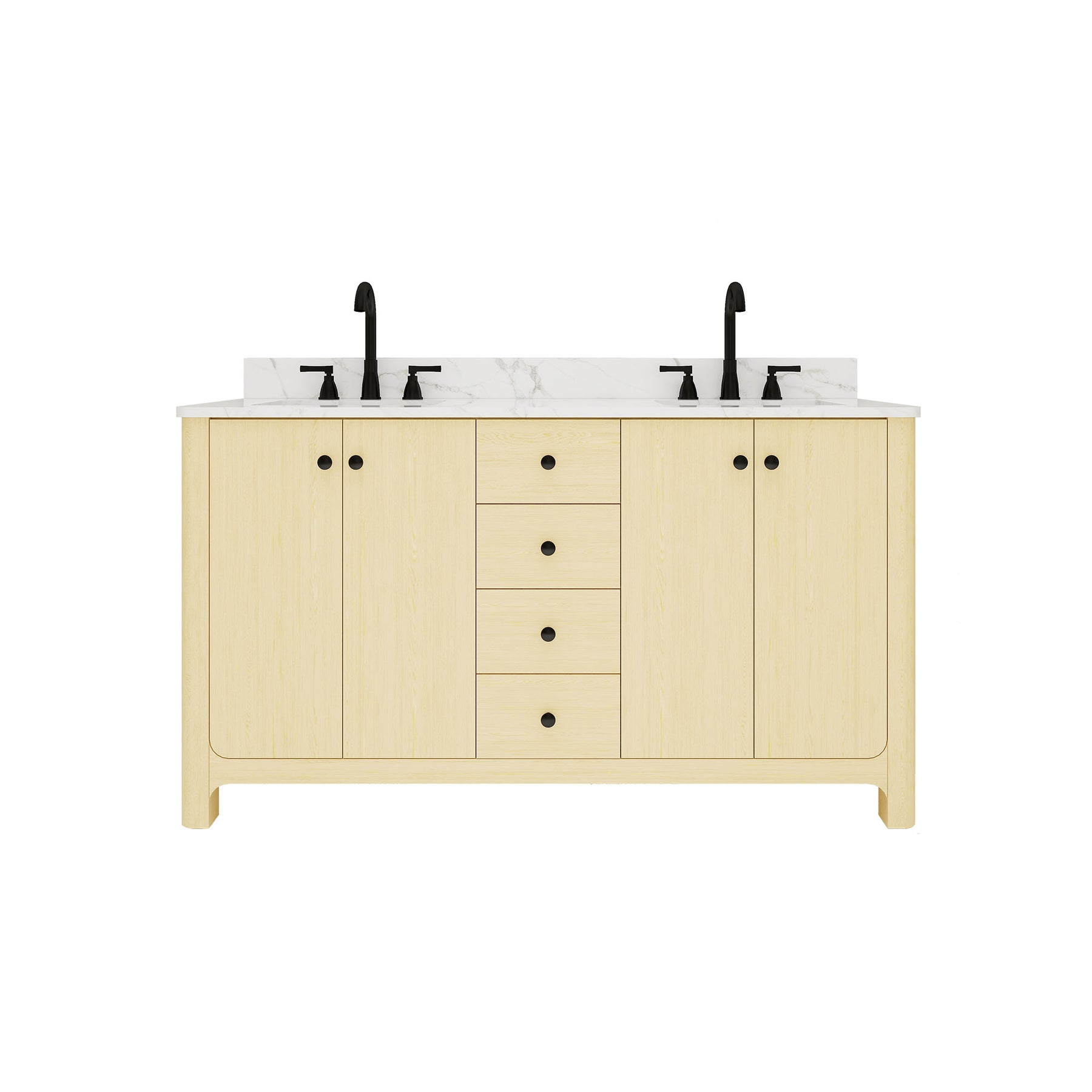 Canyon 60" Freestanding Double Vanity Cabinets with Curved Design