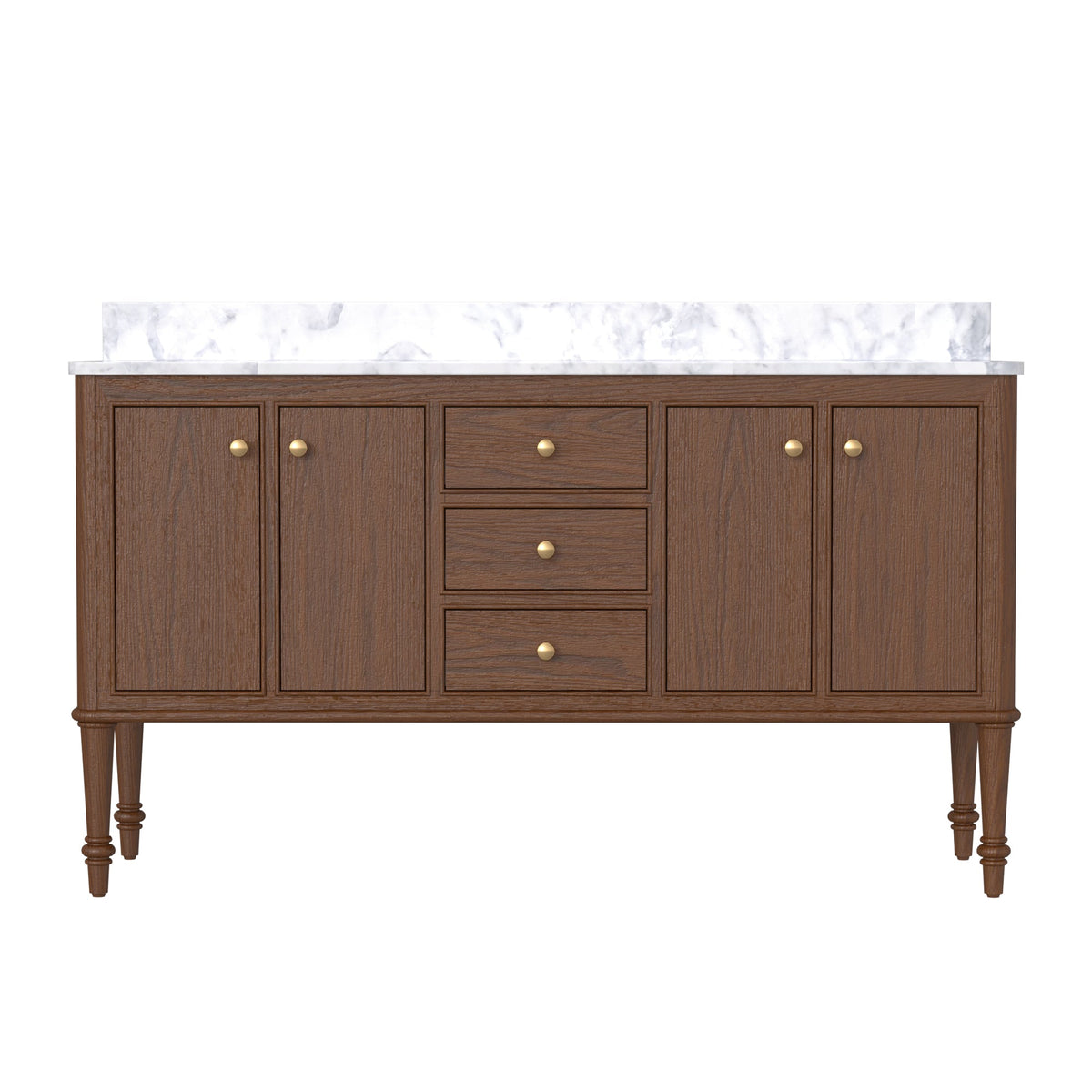 Verve 60’’ Freestanding Double Vanity Cabinets with Wall Mounted Options Dark Oak 浴室柜