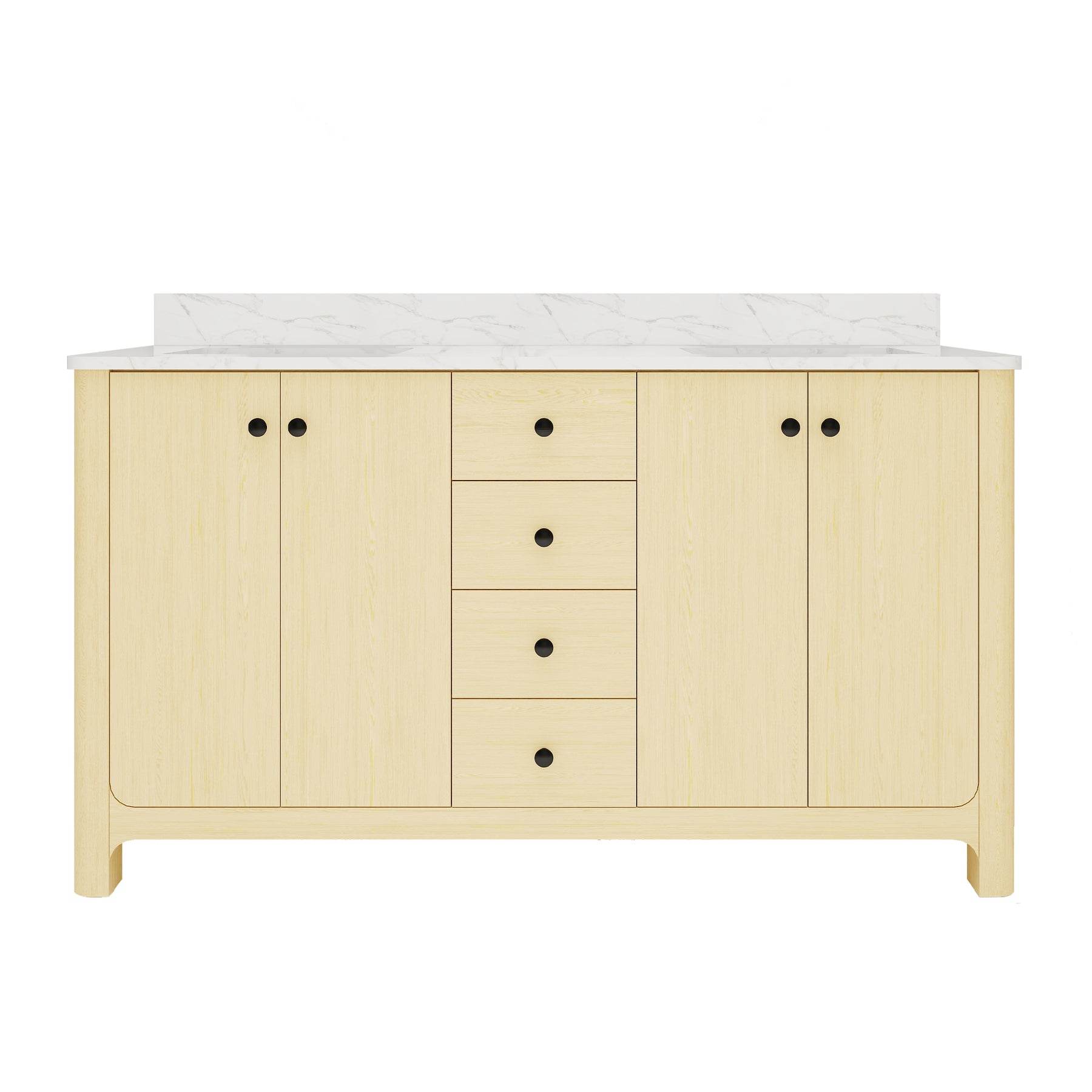 Canyon 60" Freestanding Double Vanity Cabinets with Curved Design