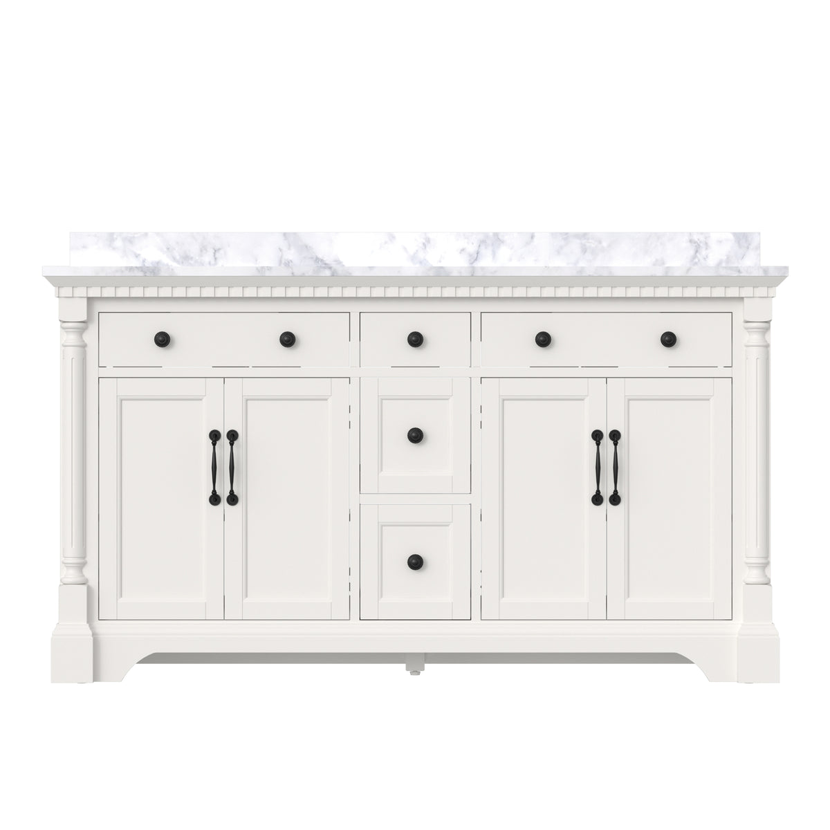 Acro 60" Freestanding Double Vanity Cabinets with Arch Feet