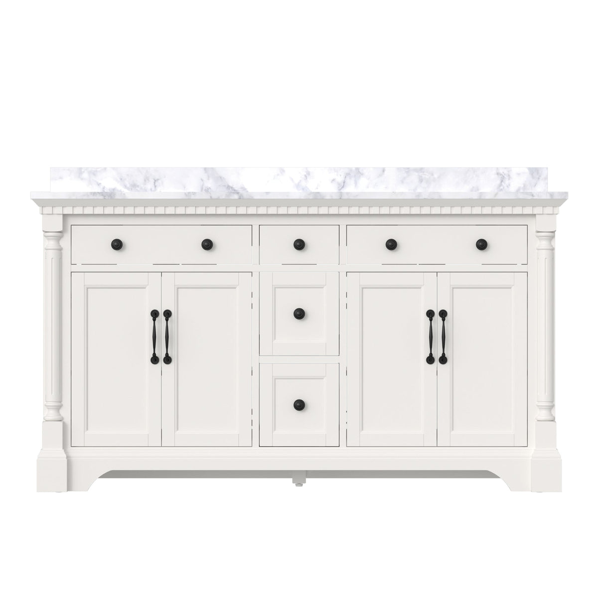Acro 60’’ Freestanding Double Vanity Cabinets with Arch Feet Lvory White 浴室柜