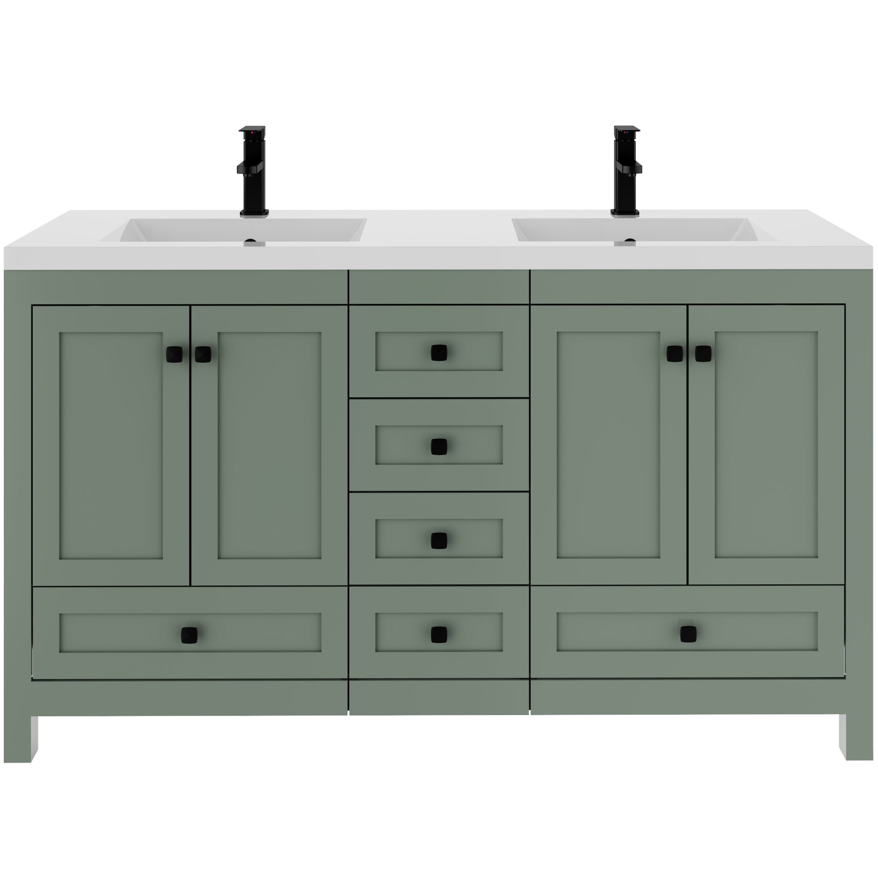 Modern 60" Freestanding Bathroom Vanity Combo with Double Undermount Sinks
