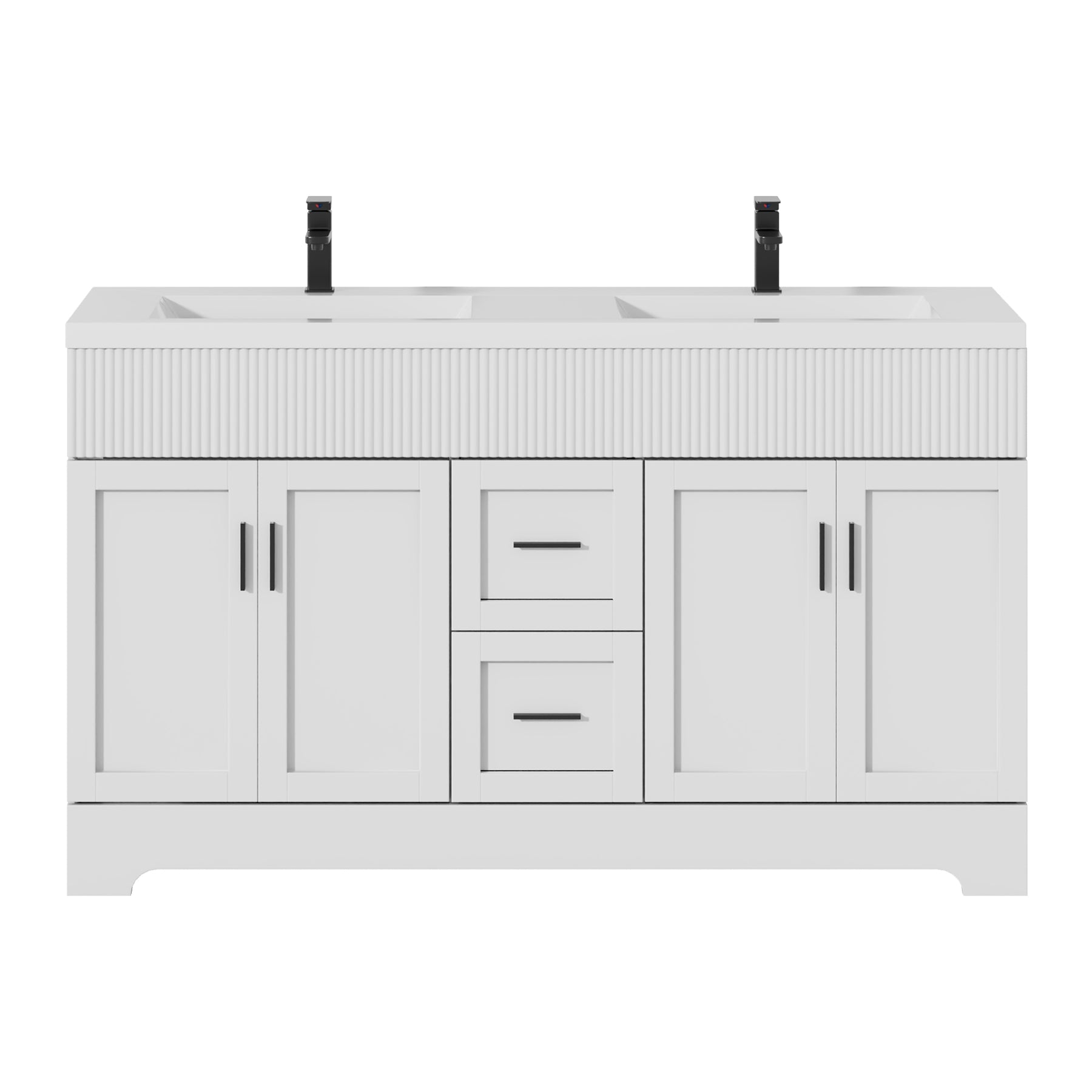 Waterfall 60" Freestanding Double Vanity Cabinets with Decoration Lines