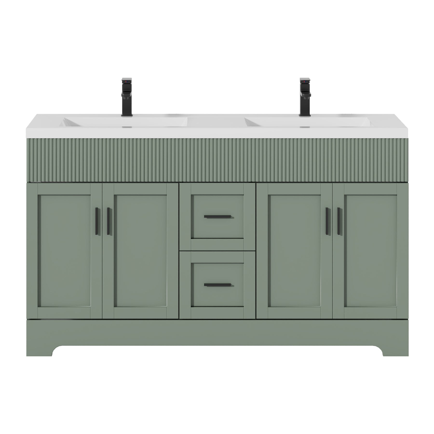 Waterfall 60" Freestanding Double Vanity Cabinets with Decoration Lines