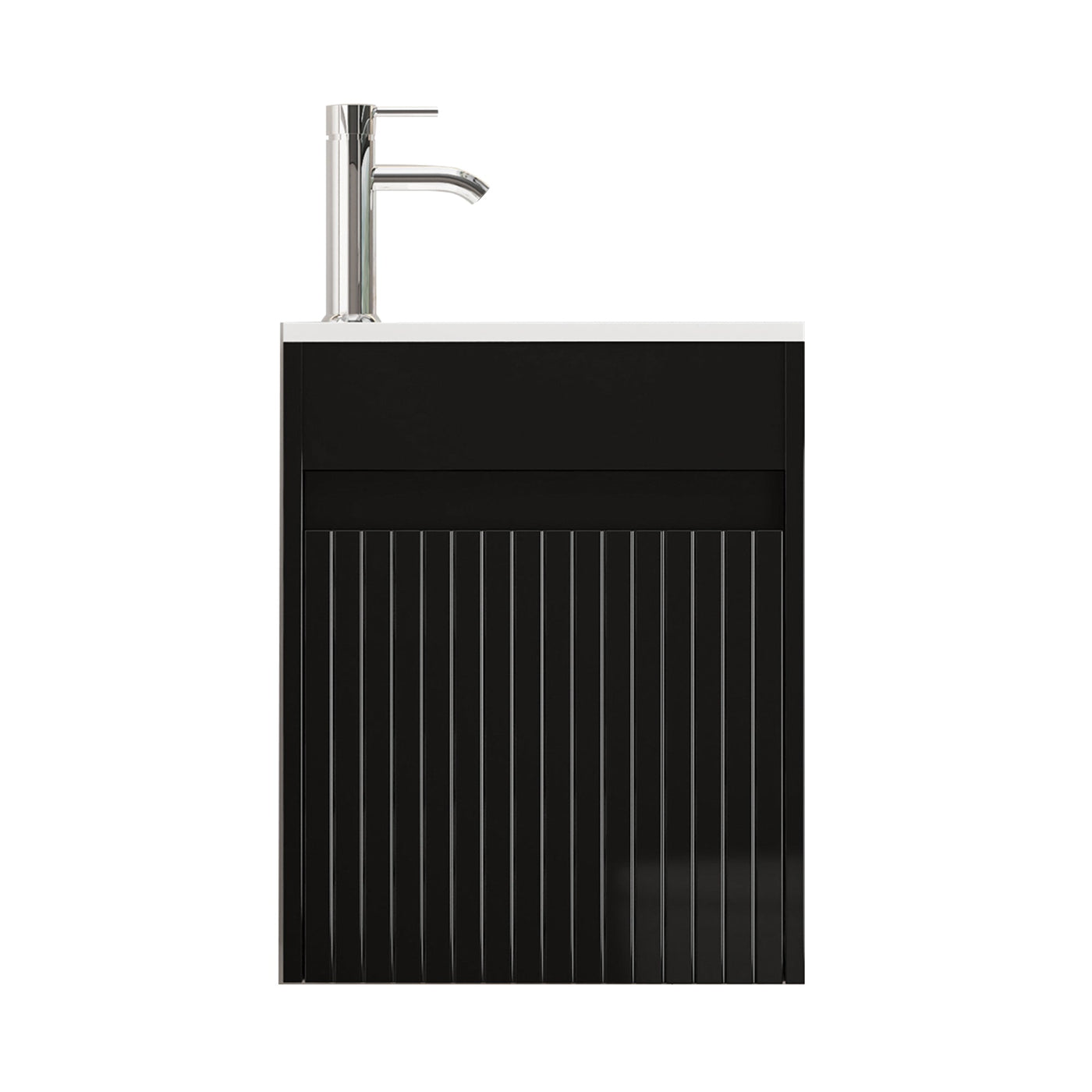 Rec 16’’ Wall Mounted Single Vanity Cabinet with Small Space Decor Piano Black 浴室吊柜