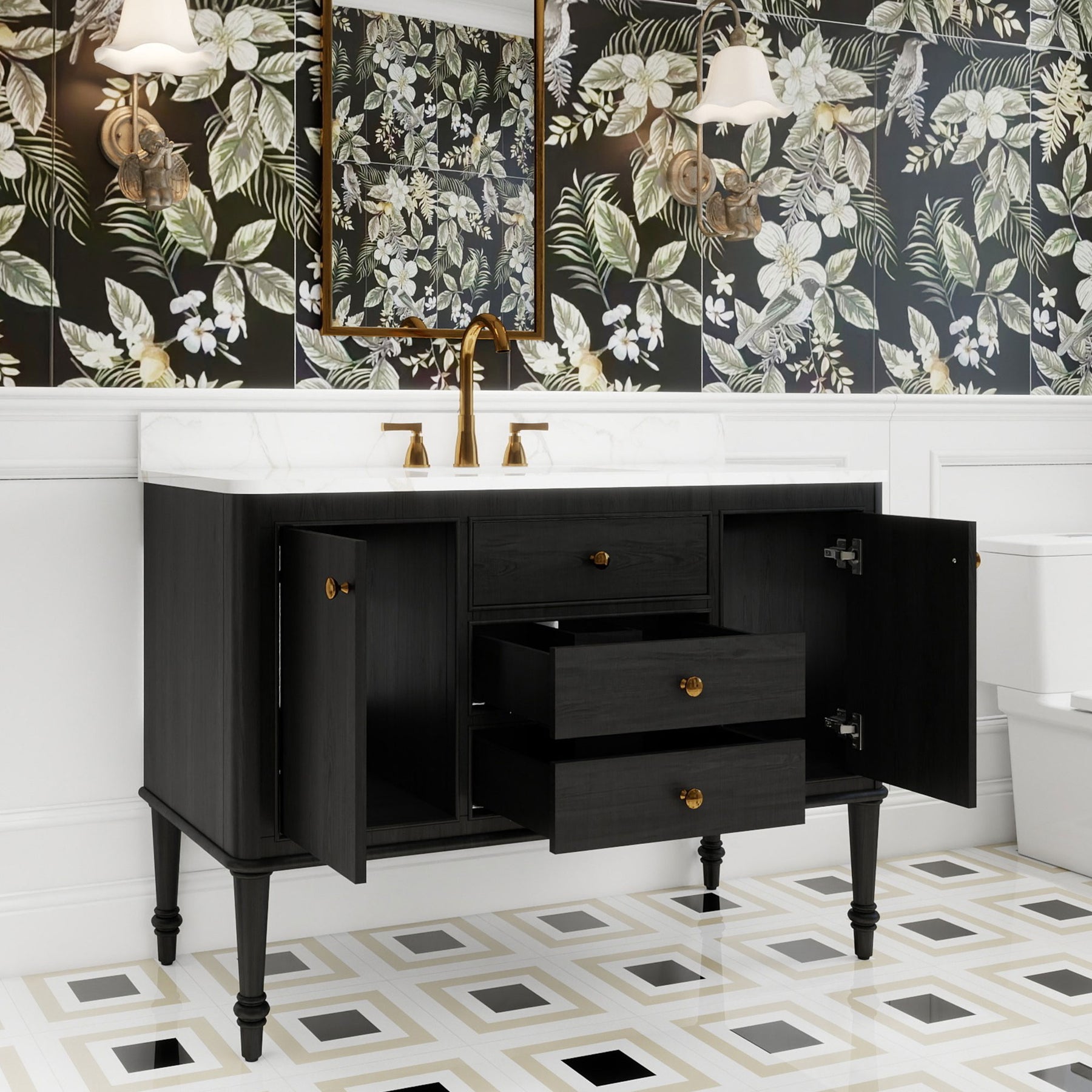Verve 48" Freestanding Single Vanity Cabinets with Wall Mounted Options