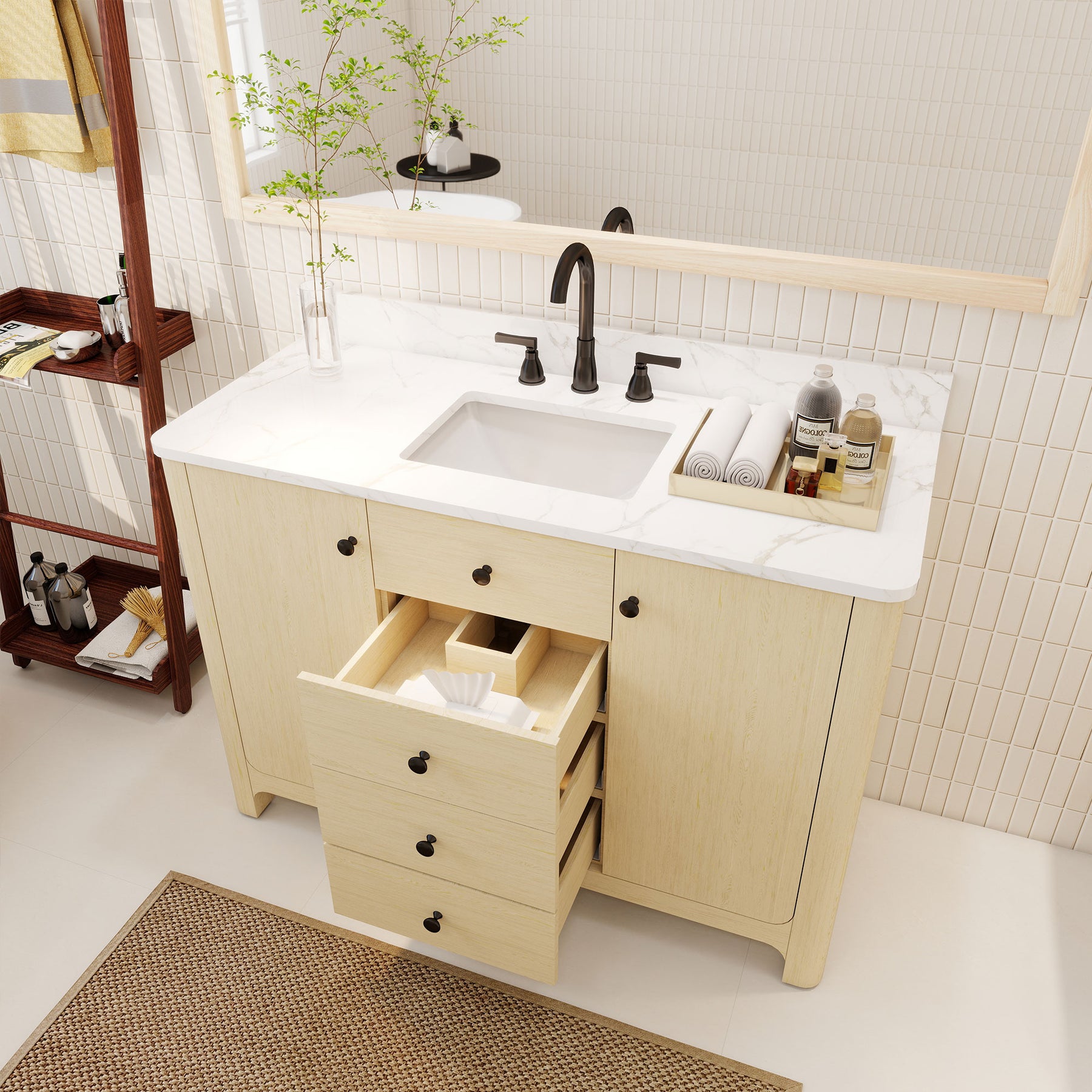 Canyon 48" Freestanding Single Vanity Cabinets with Curved Design