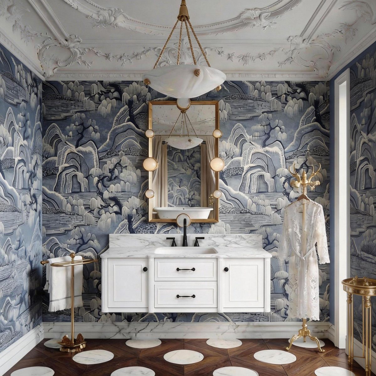 Modish 48" Wall Mounted Single Vanity Cabinets with Solid Wood Legs