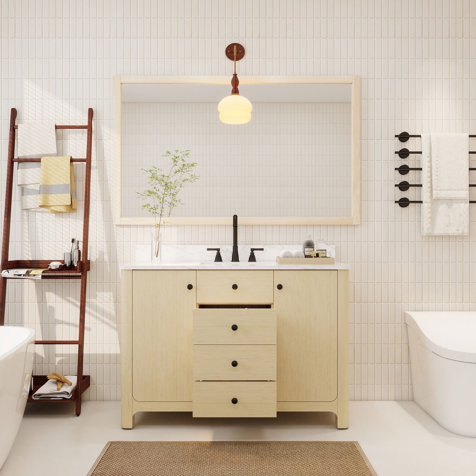 Canyon 48" Freestanding Single Vanity Cabinets with Curved Design