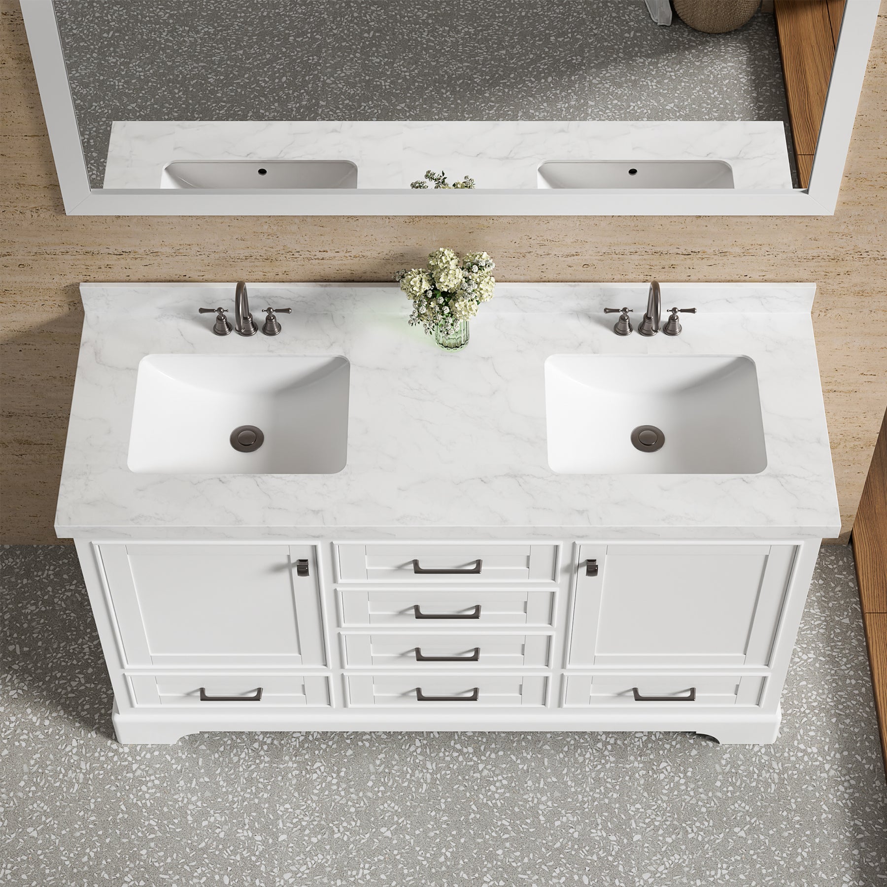 Luxurious 60'' Fully Assembled Bathroom Vanity with Dual Undermount Sink Combo