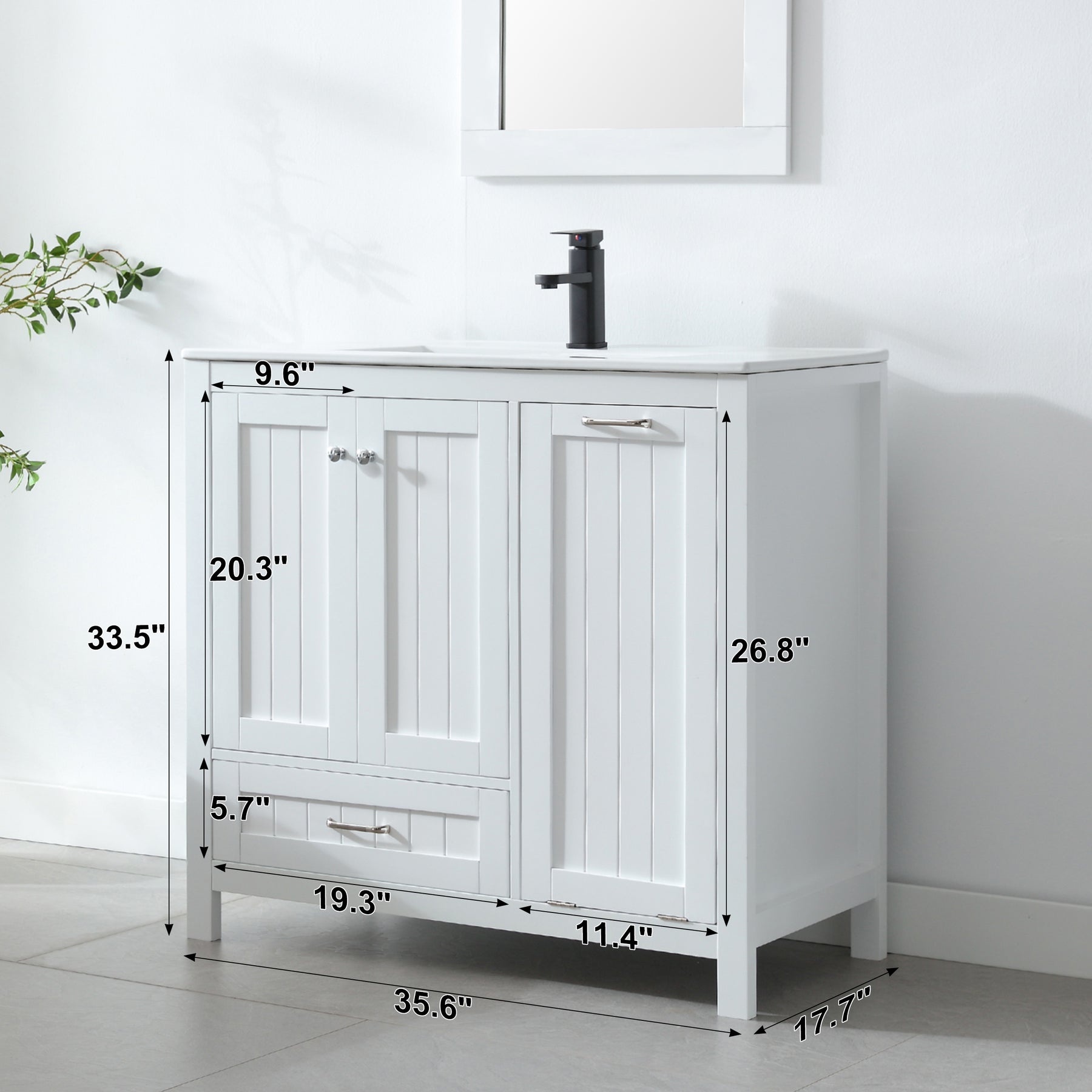 eclife 36" Bathroom Vanity Sink Combo with Laundry Hamper Cabinet