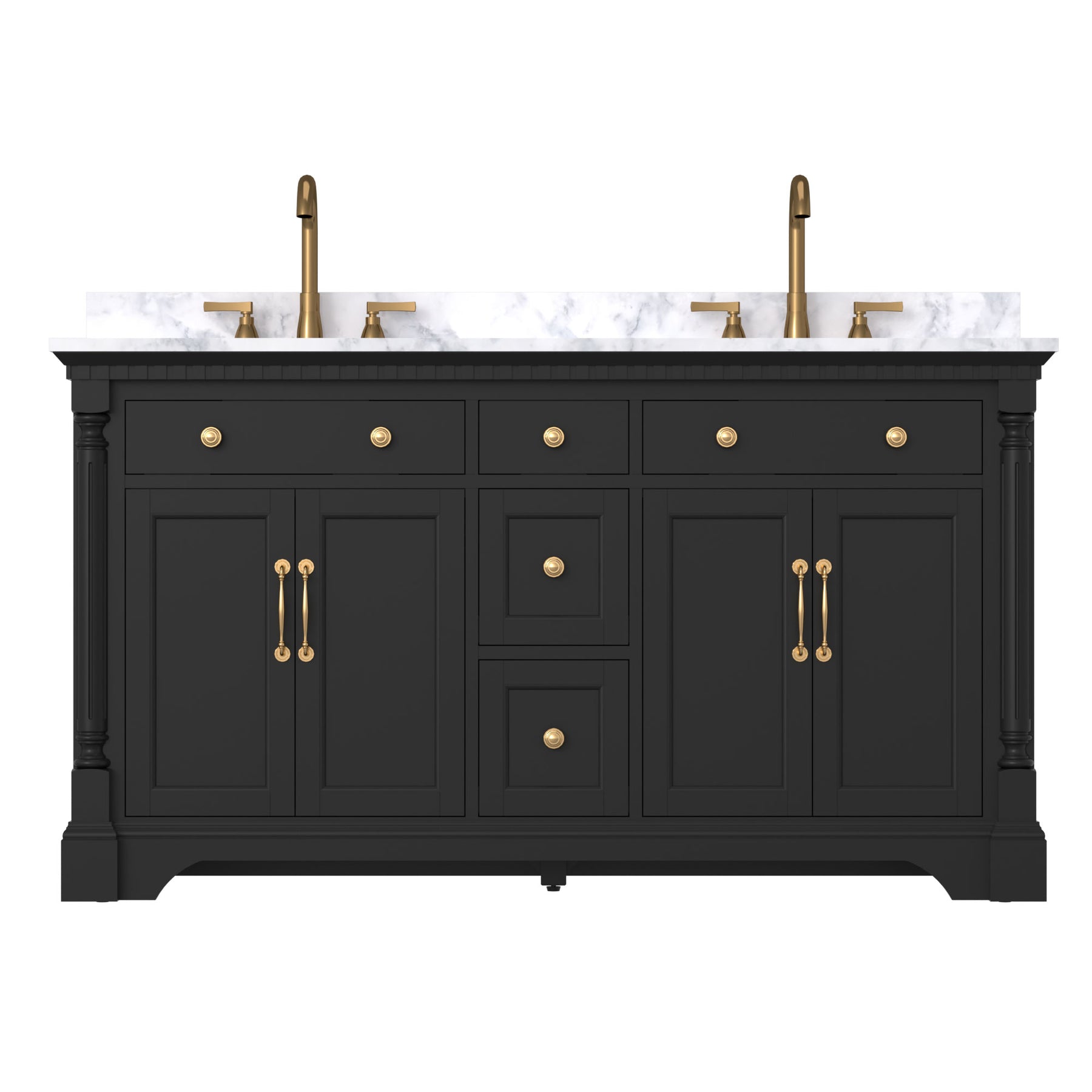 Acro 60" Freestanding Double Vanity Cabinets with Arch Feet