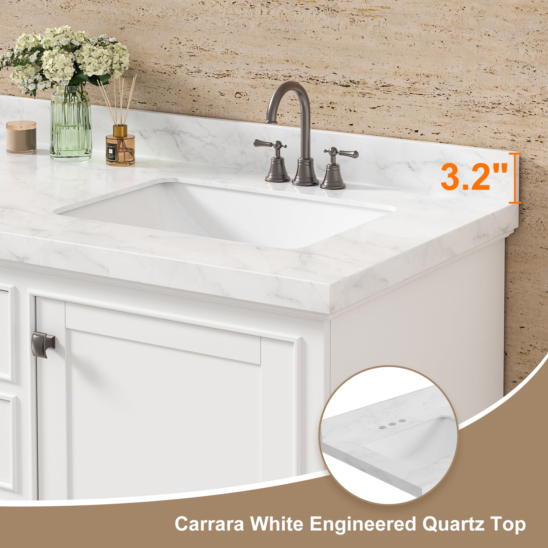 Luxurious 60'' Fully Assembled Bathroom Vanity with Dual Undermount Sink Combo