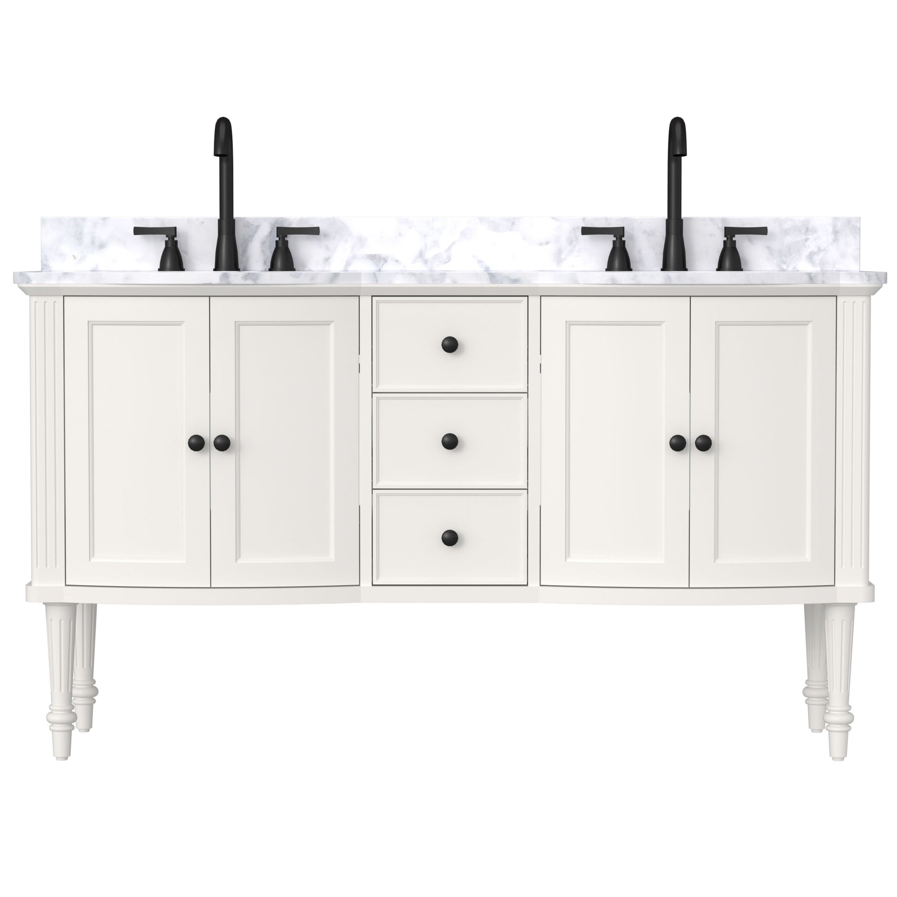 Elara 60" Freestanding Double Vanity Cabinets with Adjustable Legs