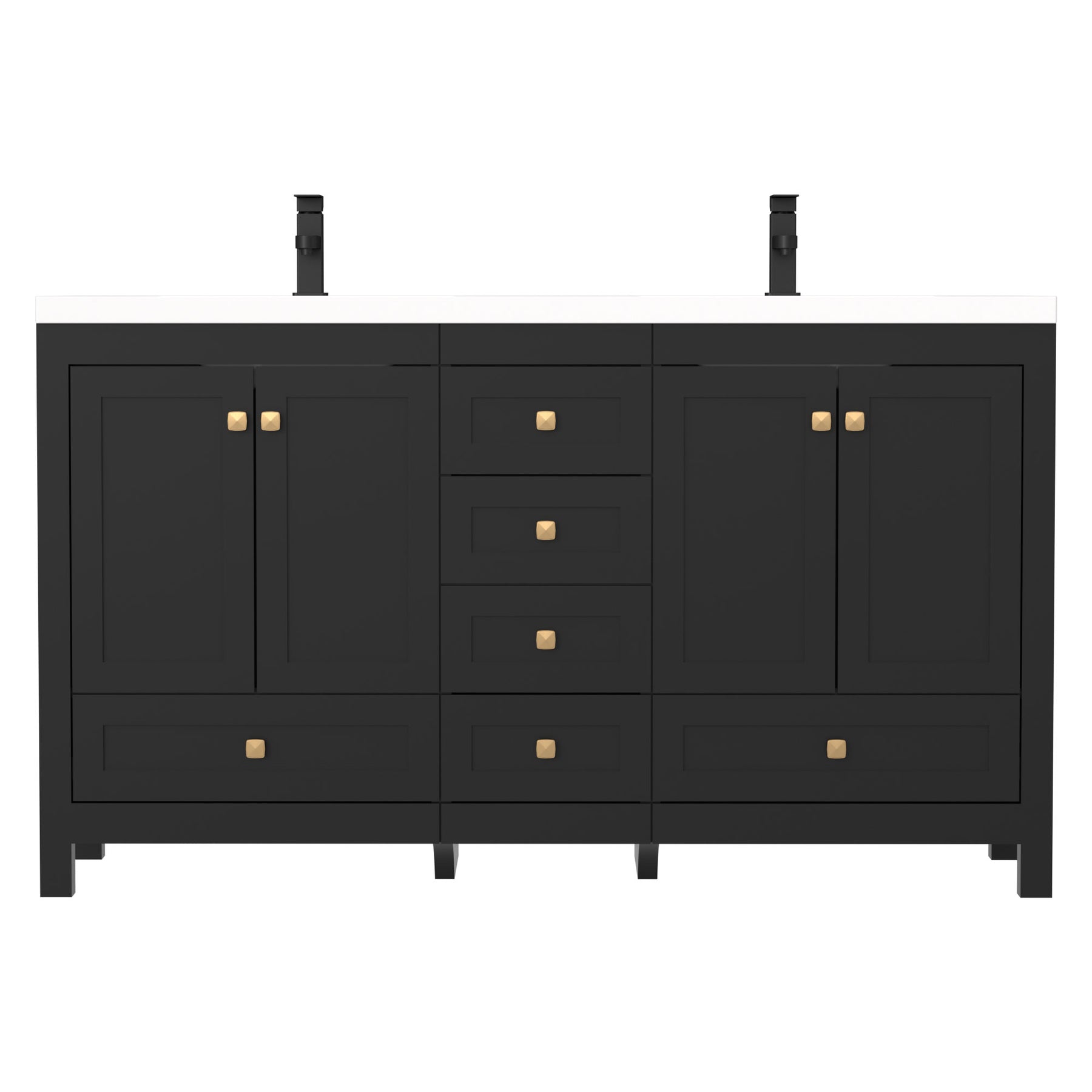 Modern 60" Freestanding Double Vanity Cabinets with Classic Design
