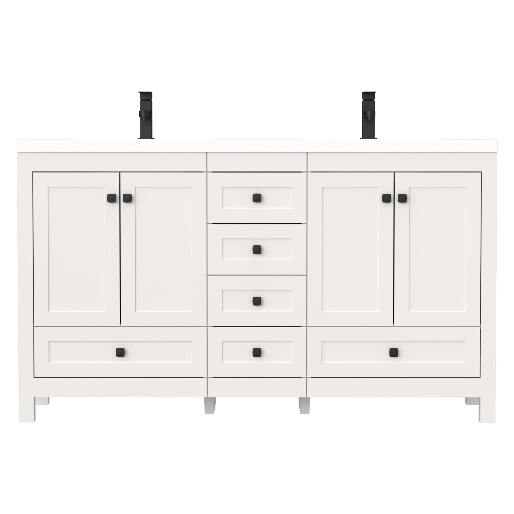Modern 60" Freestanding Double Vanity Cabinets with Classic Design