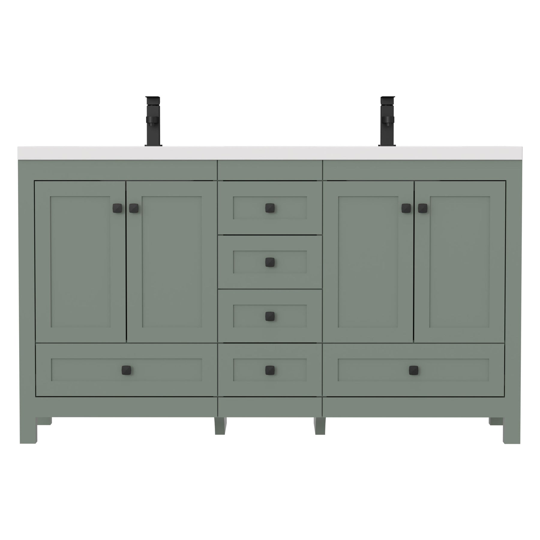 Modern 60" Freestanding Double Vanity Cabinets with Classic Design