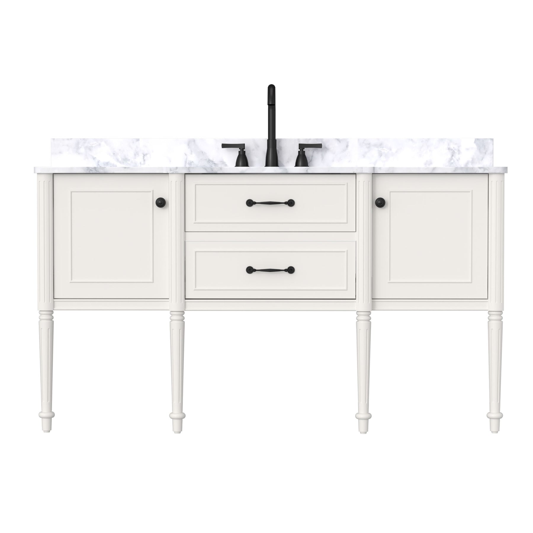 Modish 60" Wall Mounted Single Vanity Cabinets with Adjustable legs