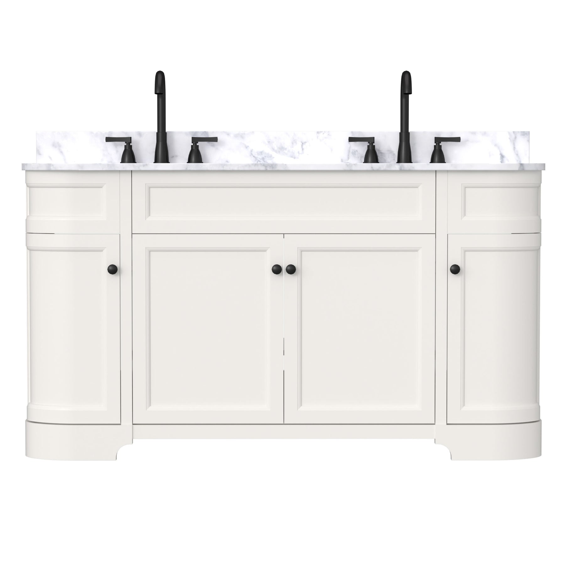 Opuluxe 60" Freestanding Double Vanity Cabinets with Curved Design