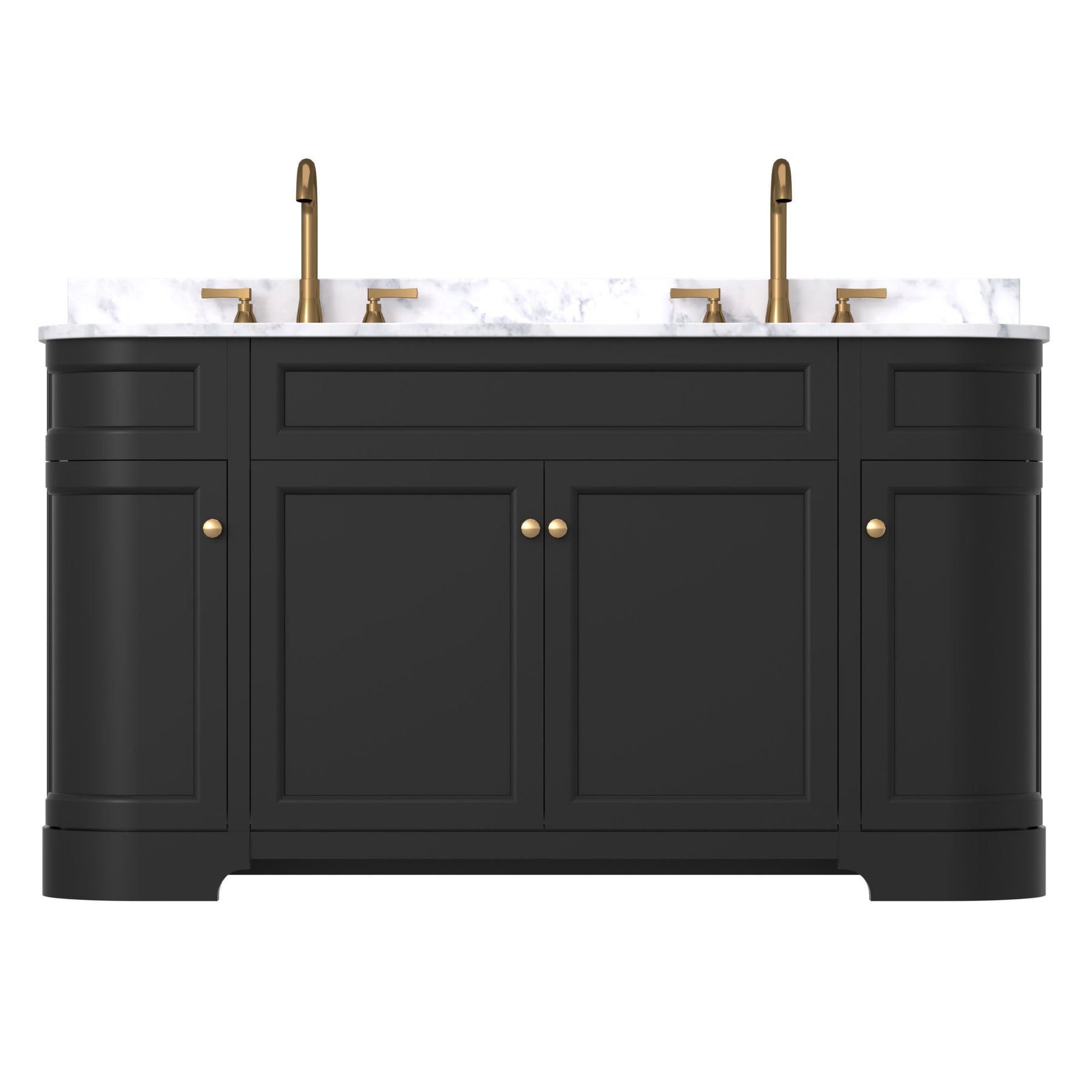 Opuluxe 60" Freestanding Double Vanity Cabinets with Curved Design