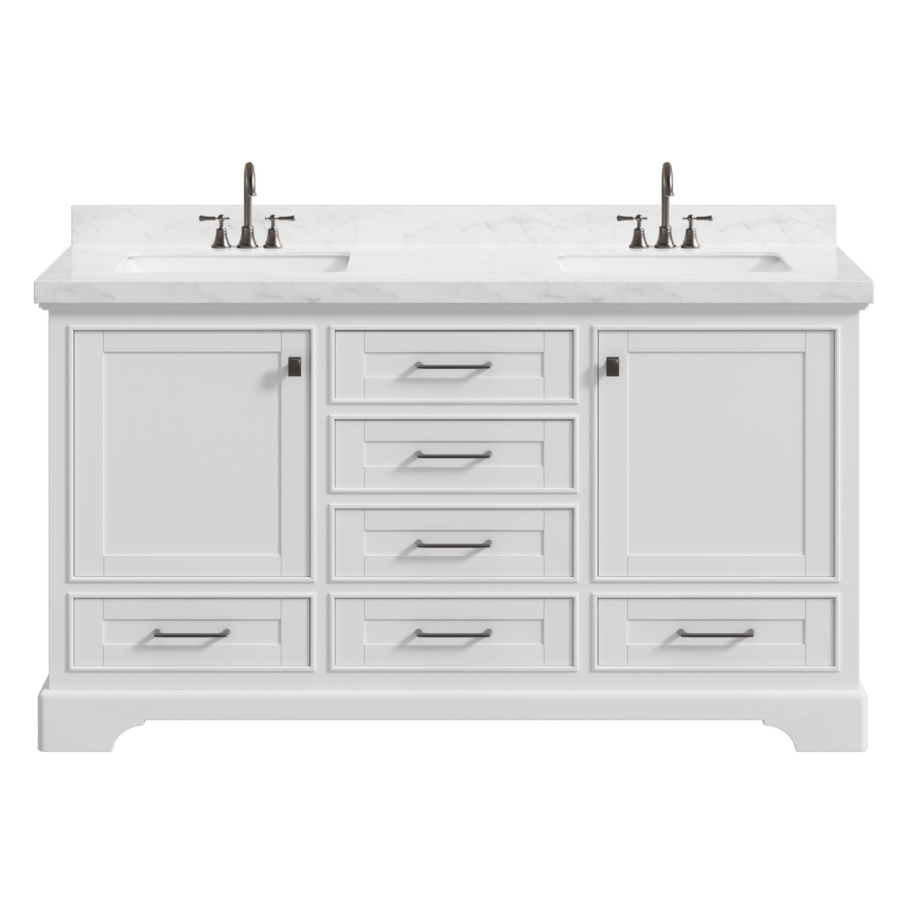 Tessera 60'' Freestanding Double Vanity Cabinets with Curved Base