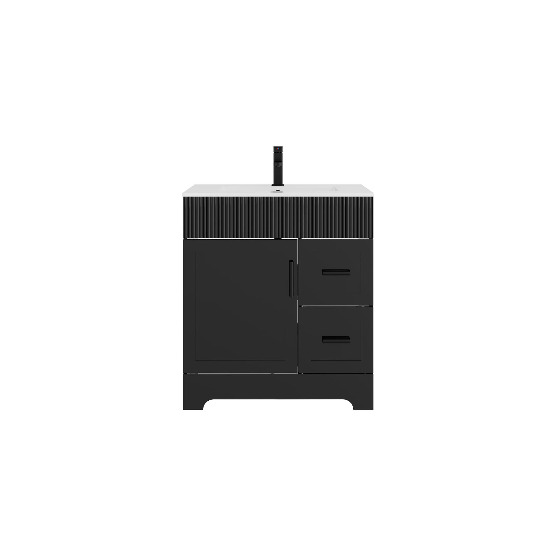 Waterfall 30" Freestanding Single Vanity Cabinets with Decoration Lines