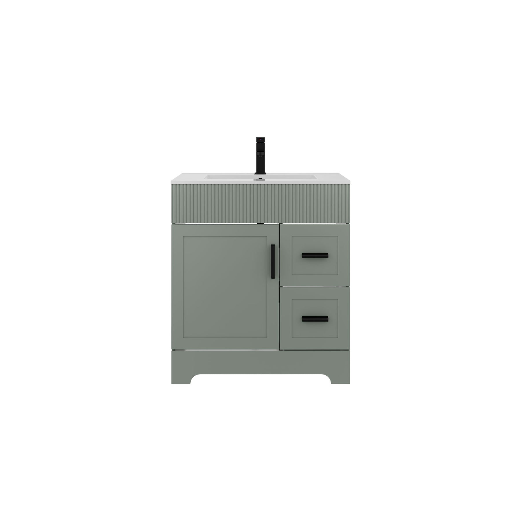 Waterfall 30" Freestanding Single Vanity Cabinets with Decoration Lines