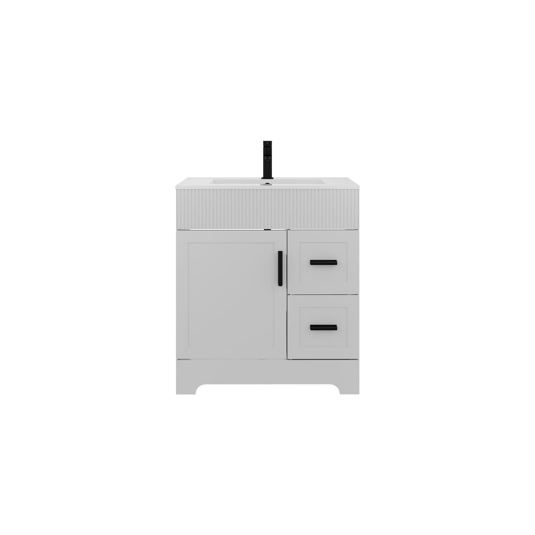 Waterfall 30" Freestanding Single Vanity Cabinets with Decoration Lines