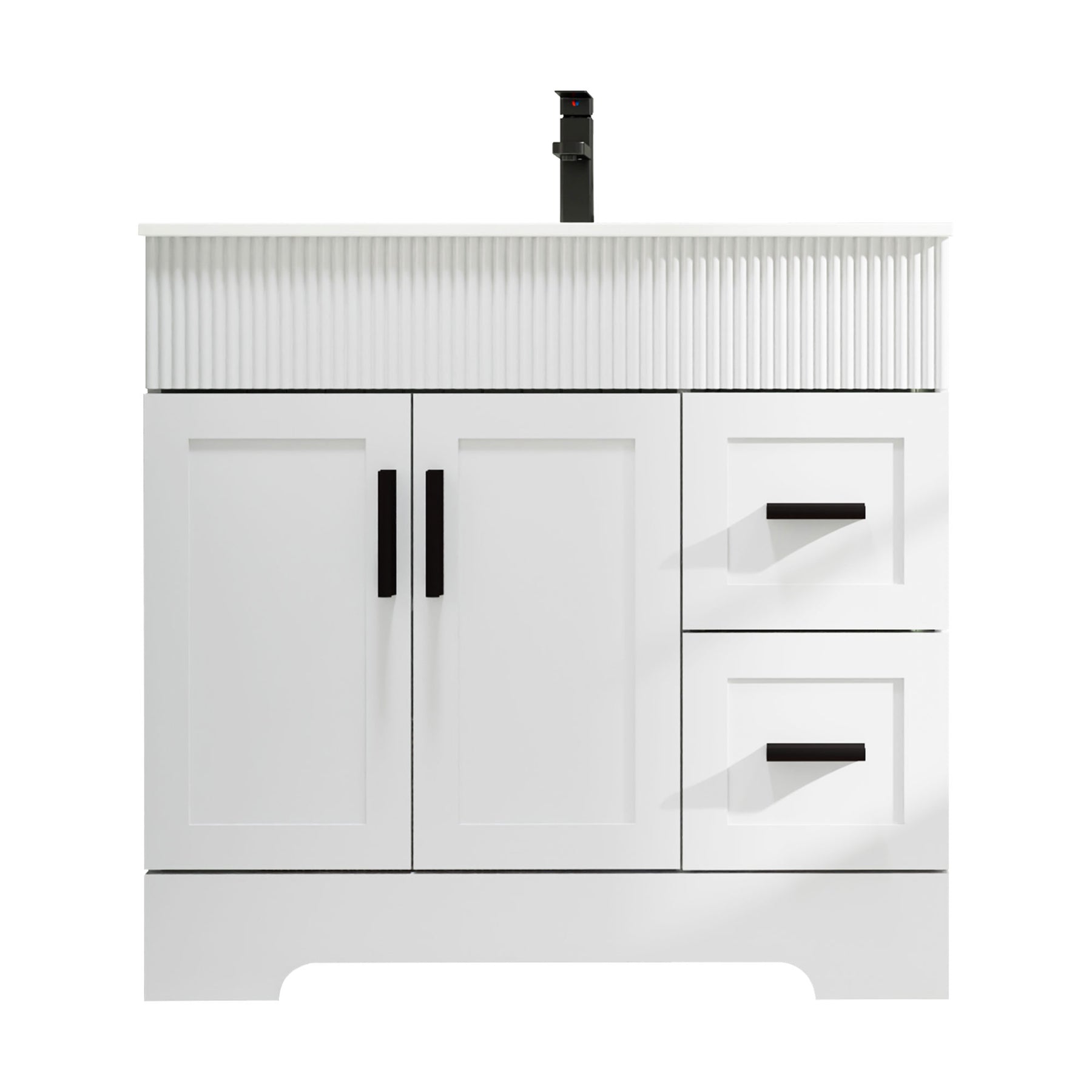 Waterfall 36" Freestanding Single Vanity Cabinets with Decoration Lines