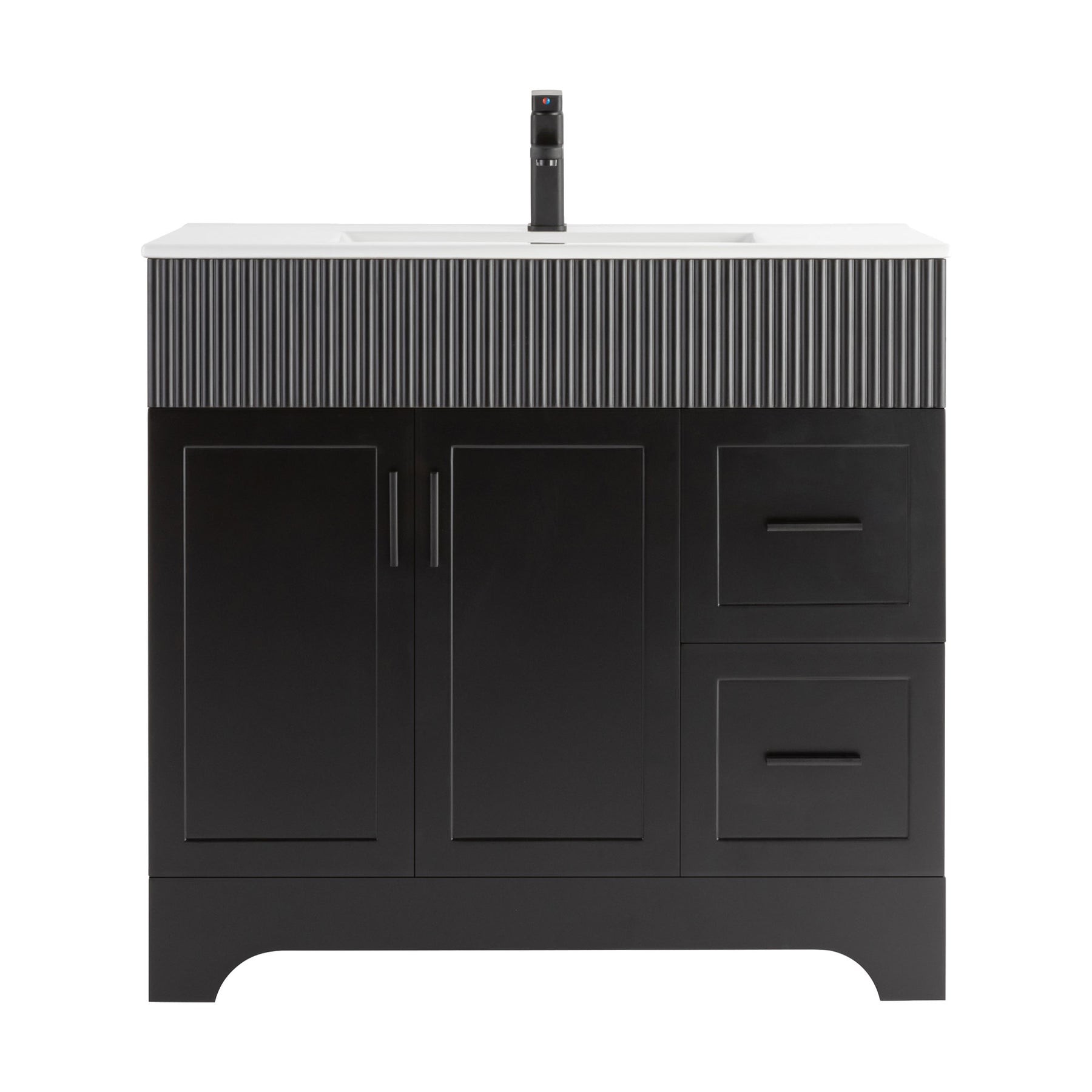 Waterfall 36" Freestanding Single Vanity Cabinets with Decoration Lines