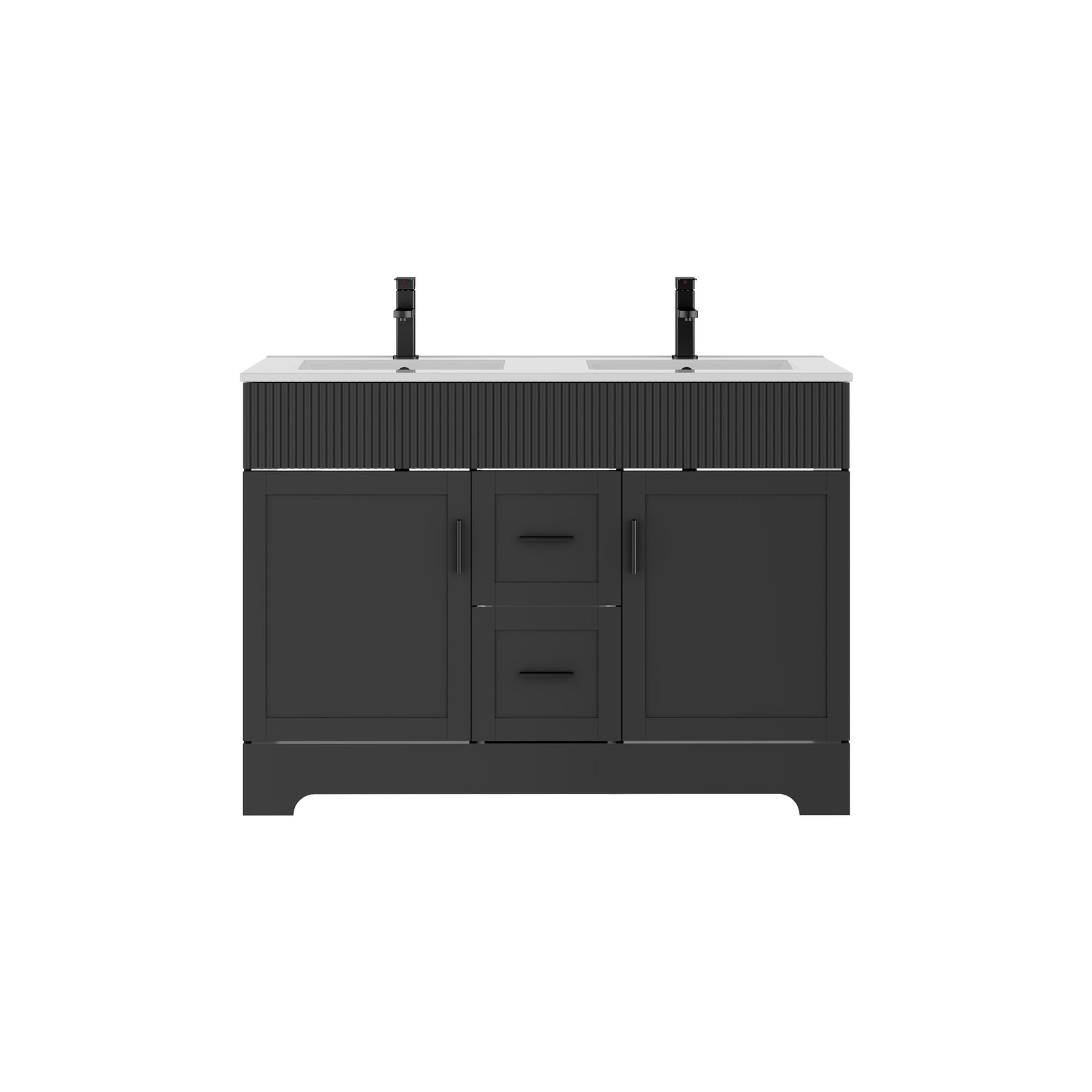 Waterfall 48" Freestanding Double Vanity Cabinets with Decoration Lines