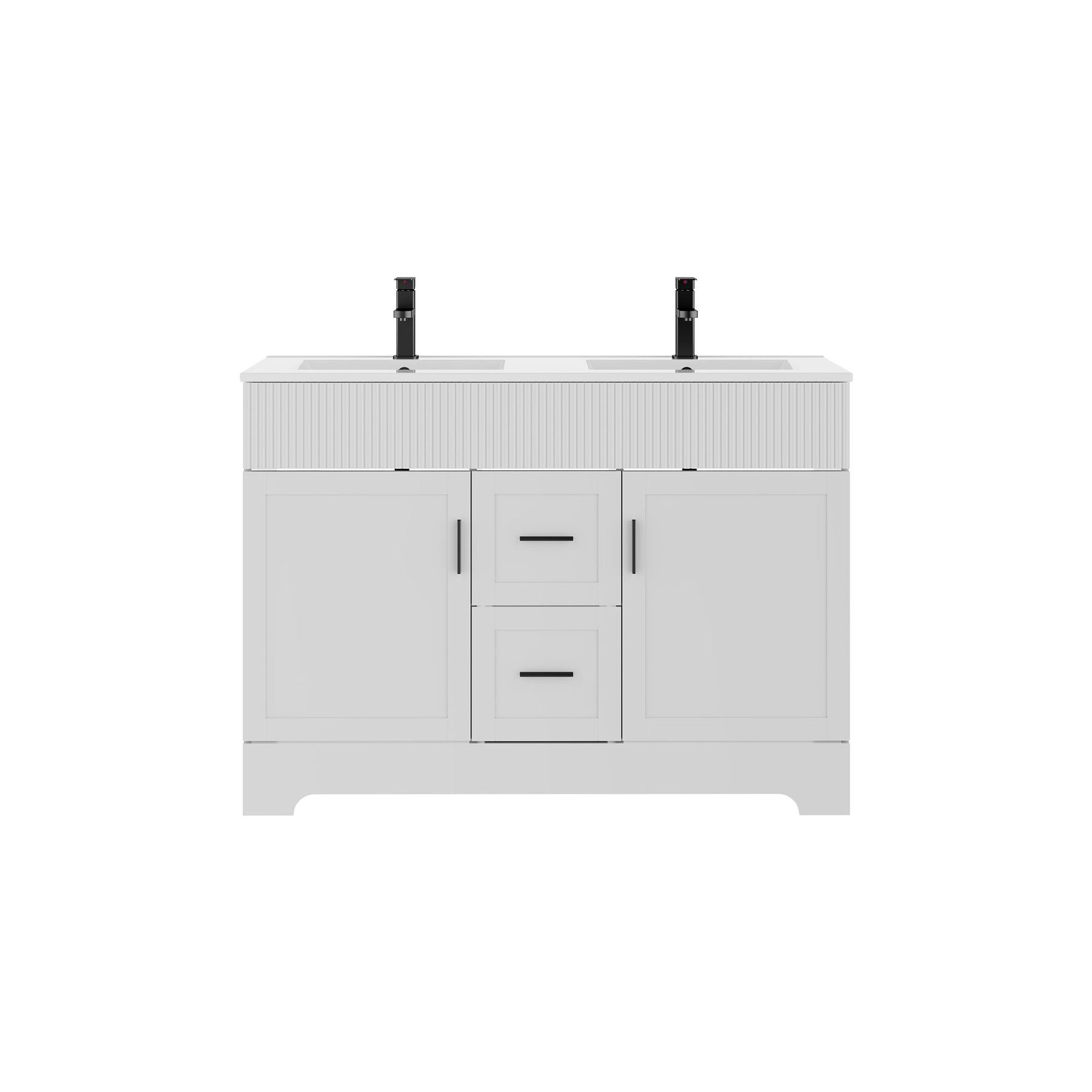 Waterfall 48" Freestanding Double Vanity Cabinets with Decoration Lines