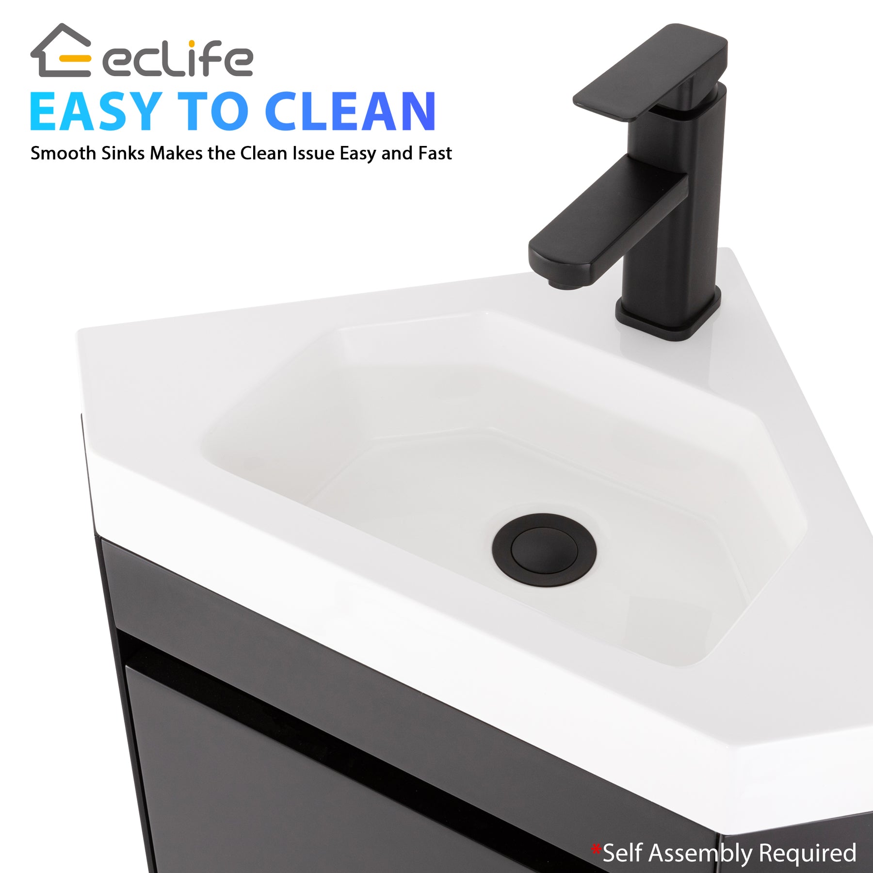 Corner 22" Wall Mounted Single Vanity Cabinet with Small Space Decor