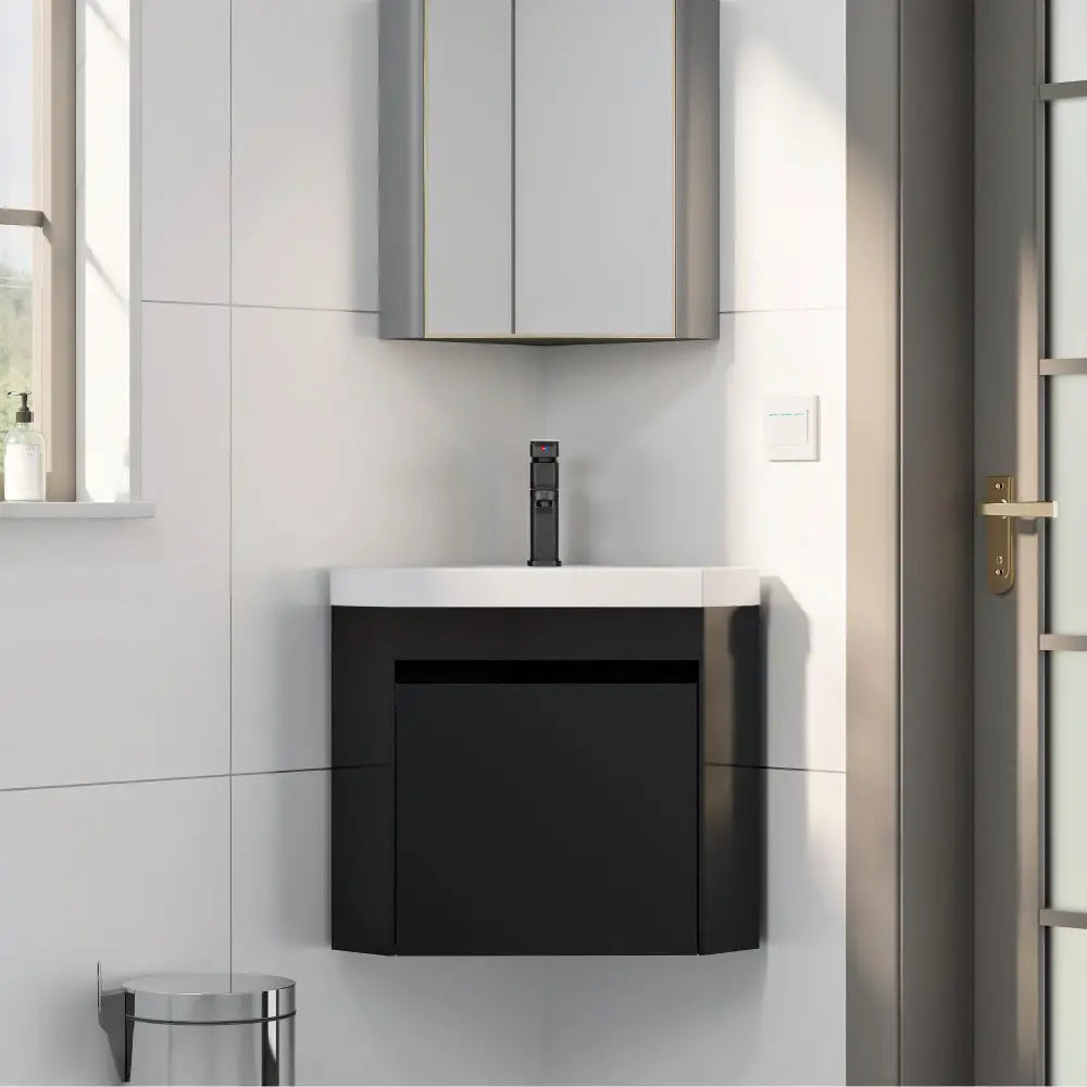 Corner 22’’ Wall Mounted Single Vanity Cabinet with Small Space Decor 浴室吊柜