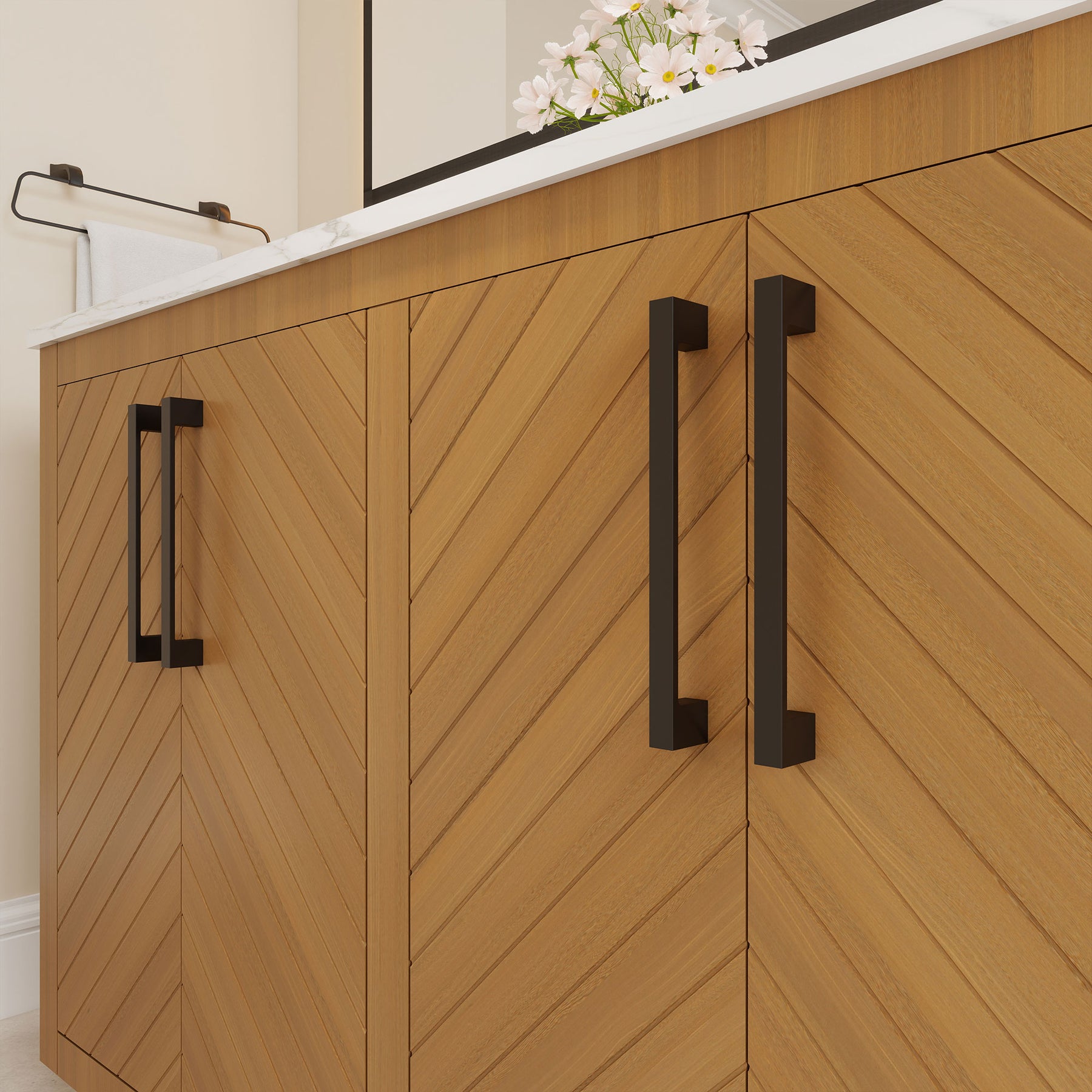 Zoom 48" Freestanding Double Vanity Cabinets with Chevron Pattern
