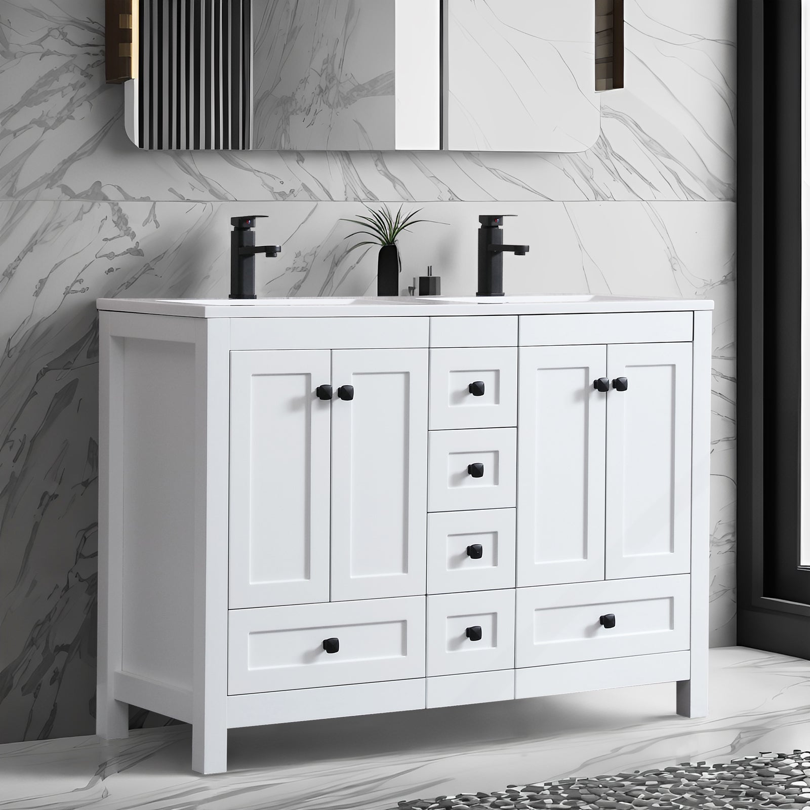 Modern 48" Freestanding Double Vanity Cabinets with Classic Design