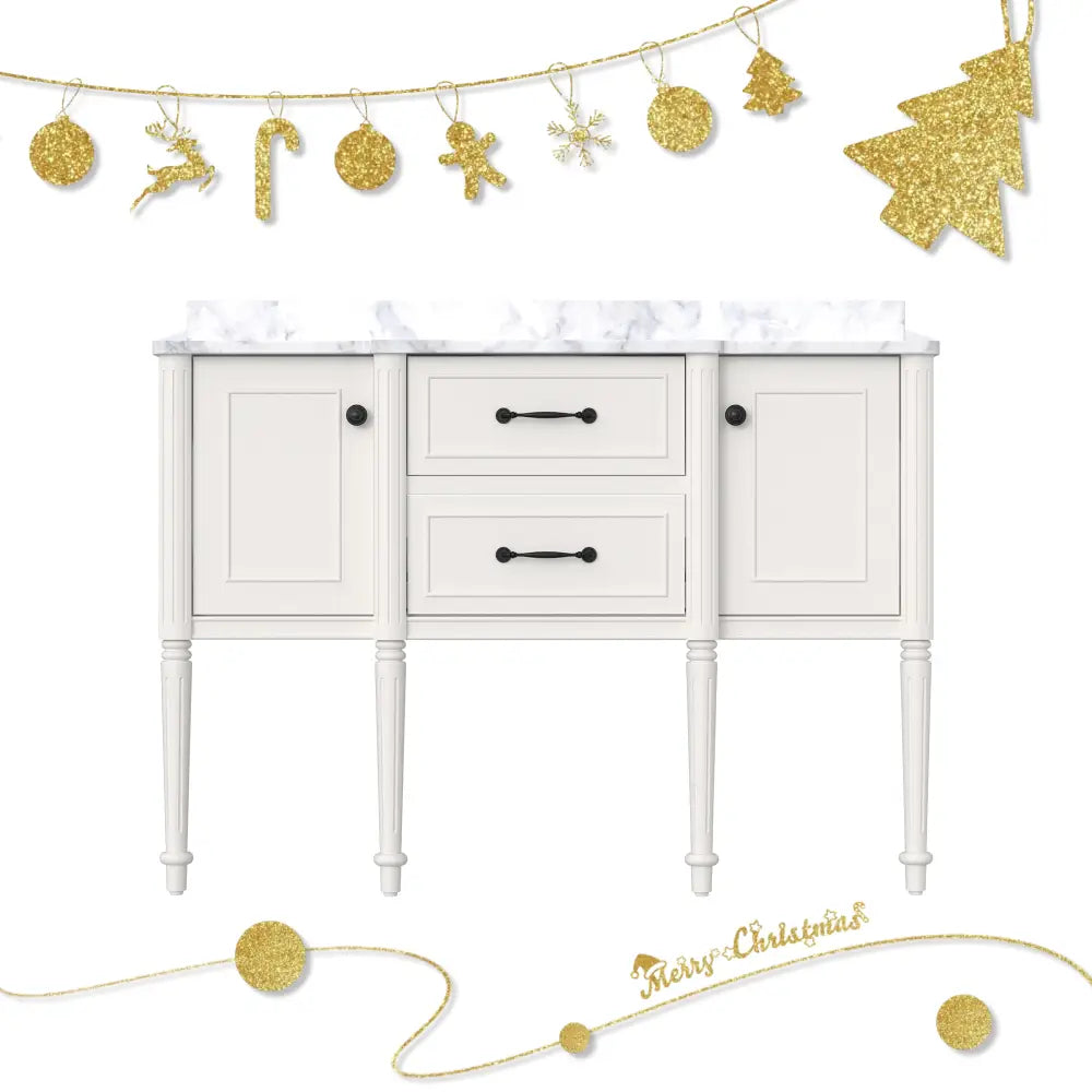 Modish 48’’ Wall Mounted Single Vanity Cabinets with Solid Wood Legs Lvory White 浴室柜