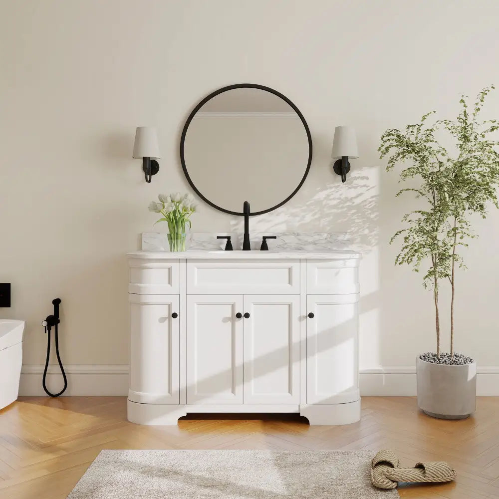 Opuluxe 48’’ Freestanding Single Vanity Cabinets with Curved Design 浴室柜