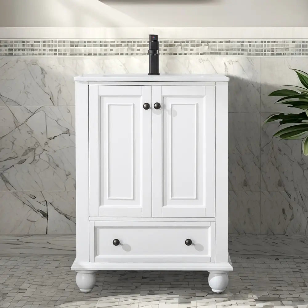 Retro 24’’ Freestanding Single Vanity Cabinets with Gourd-shaped Feet 浴室柜