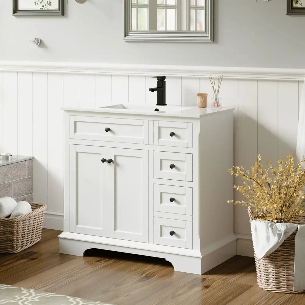 Retro 36’’ Freestanding Single Vanity Cabinets with Arch Feet 浴室柜